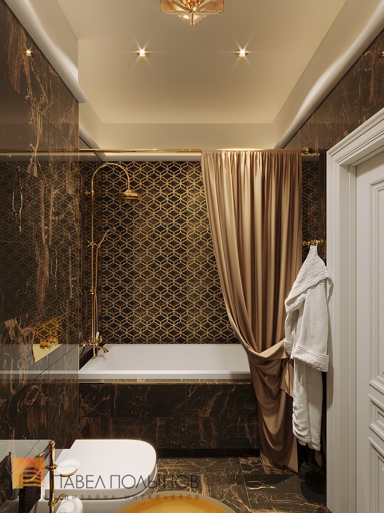 Фото дизайн интерьера ванной комнаты из проекта «Дизайн трехкомнатной квартиры в классическом стиле, ЖК Аристократ, 78 кв.м.»