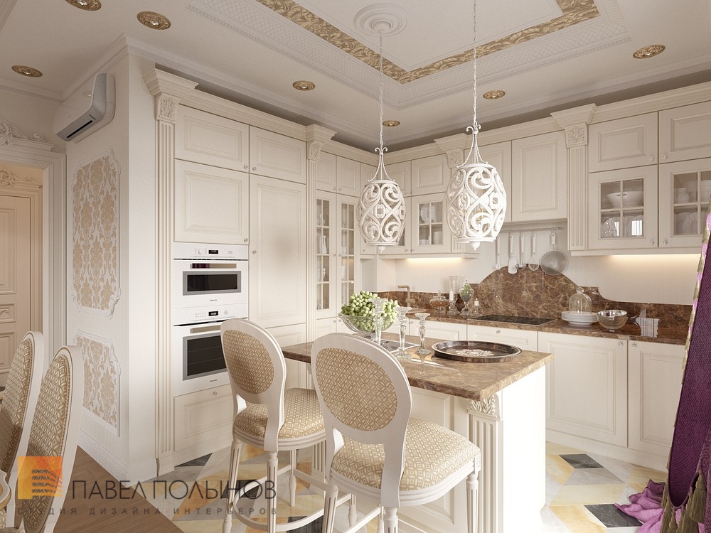 Фото кухня в классическом стиле из проекта «Интерьер двухкомнатной квартиры в классическом стиле, ЖК «Смольный Парк», 76 кв.м.»