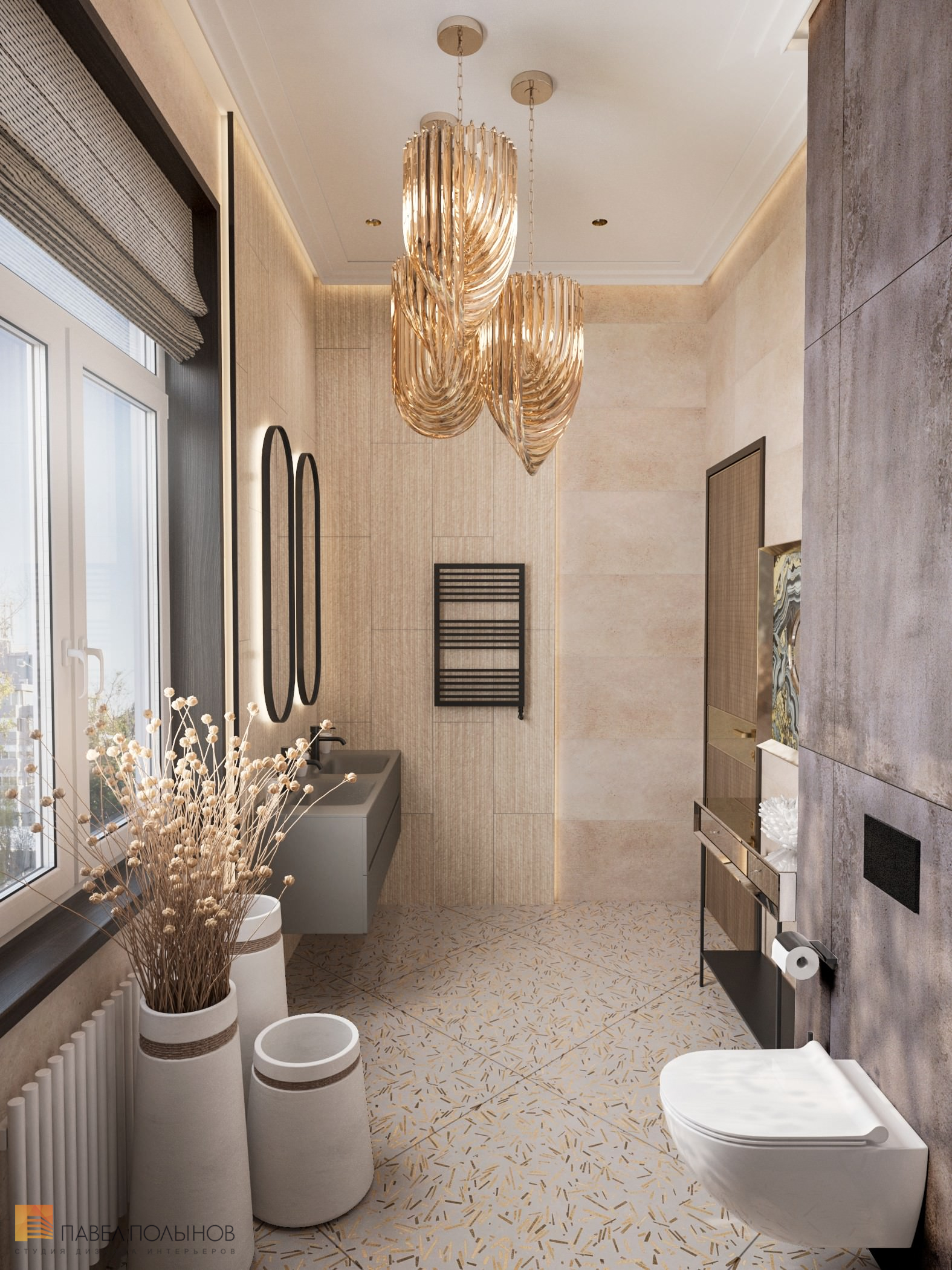 Фото дизайн душевой комнаты из проекта «Дизайн интерьера квартиры в стиле Ар-деко, 100 кв.м.»
