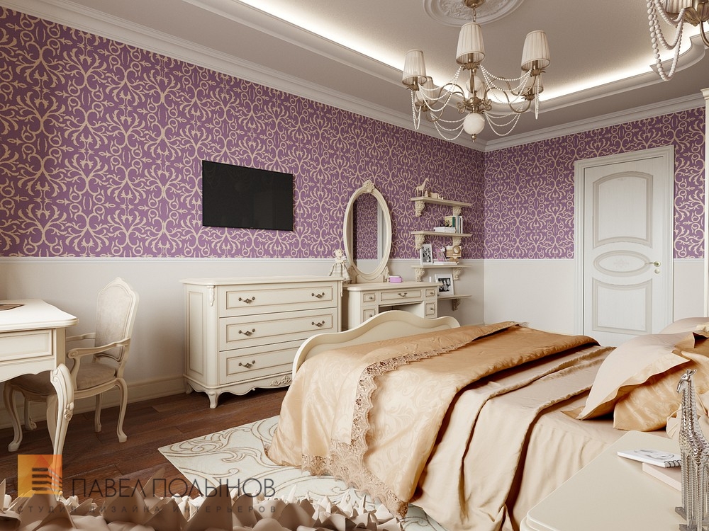 Фото дизайн интерьера комнаты для девочки из проекта «Трехкомнатная квартира в классическом стиле, ЖК «Жемчужный фрегат», 110 кв.м. »