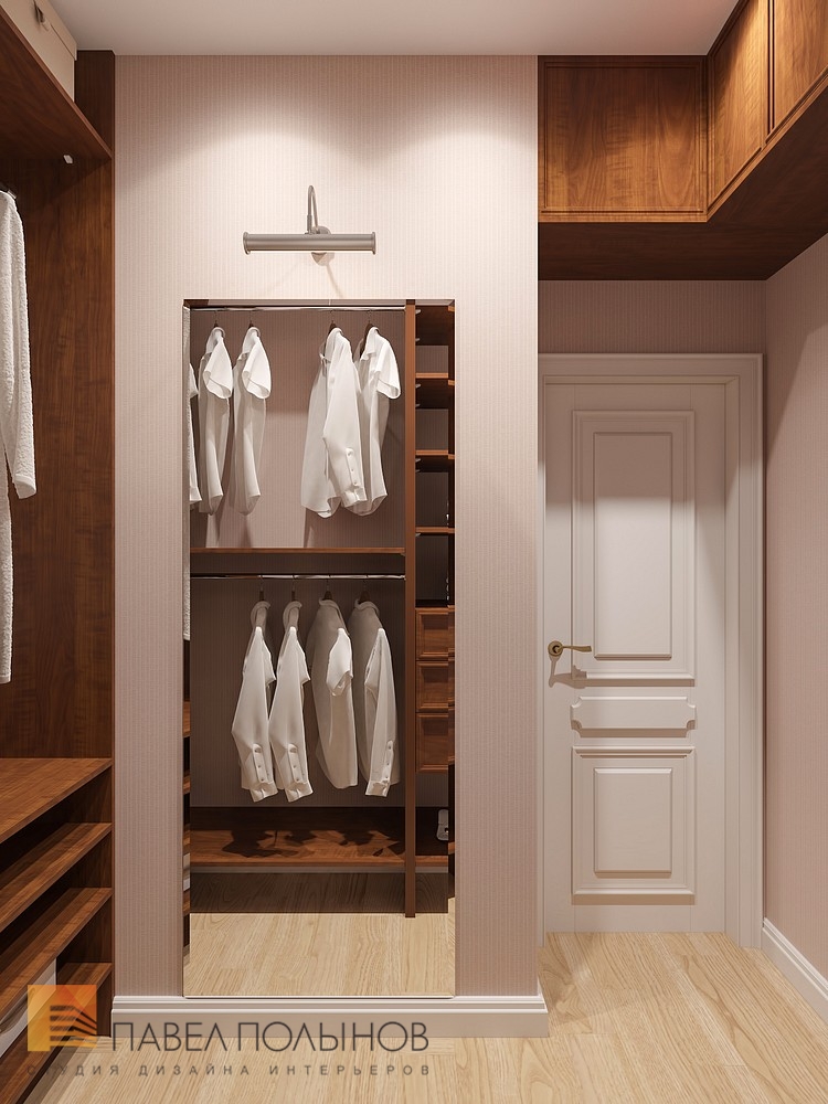 Фото интерьер гардеробной из проекта «Дизайн квартиры 74 кв.м. в стиле американской классики, ЖК «Платинум»»