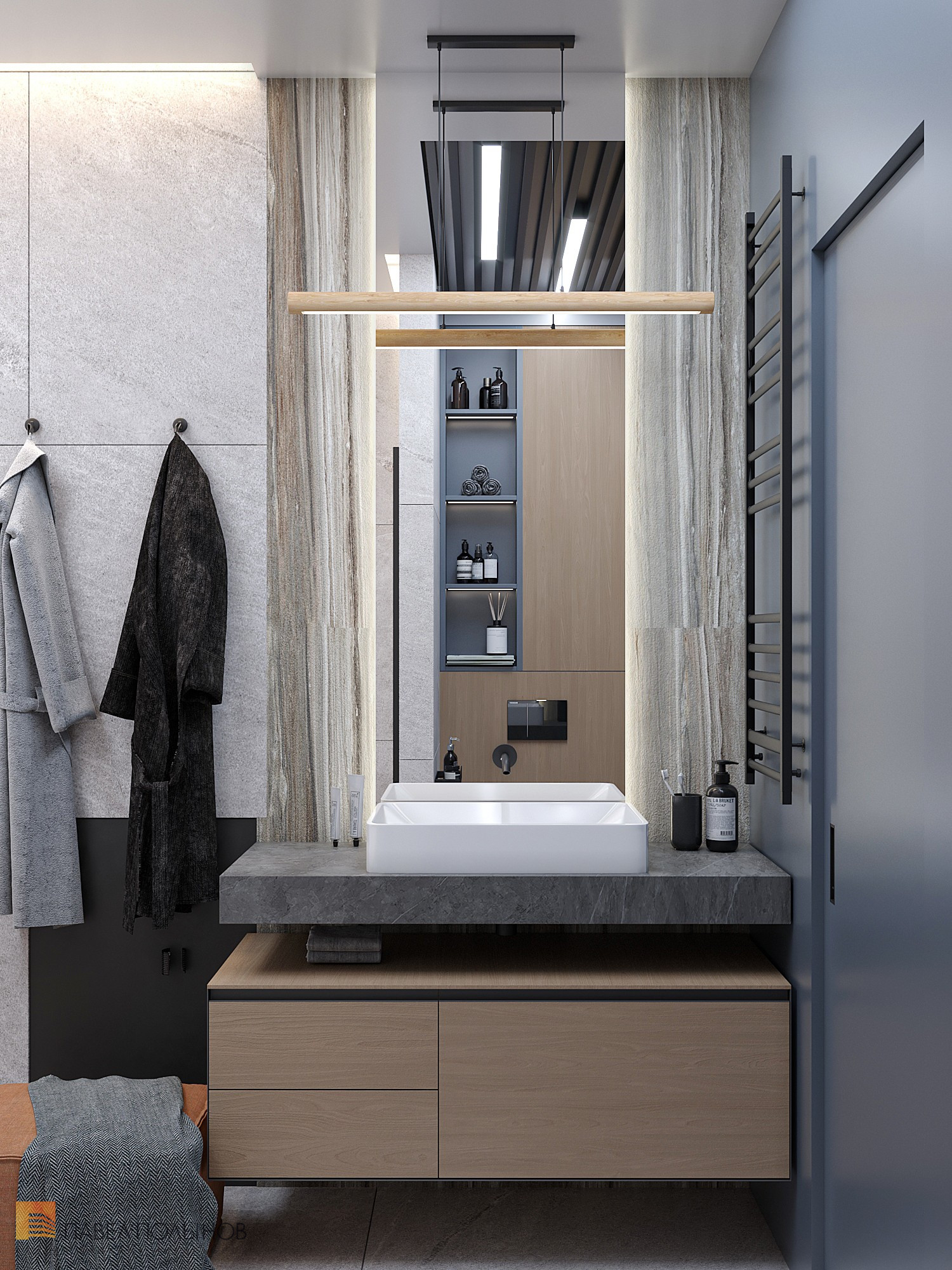 Фото дизайн интерьера ванной комнаты из проекта «ЖК «Ренесанс», 81 кв.м.»