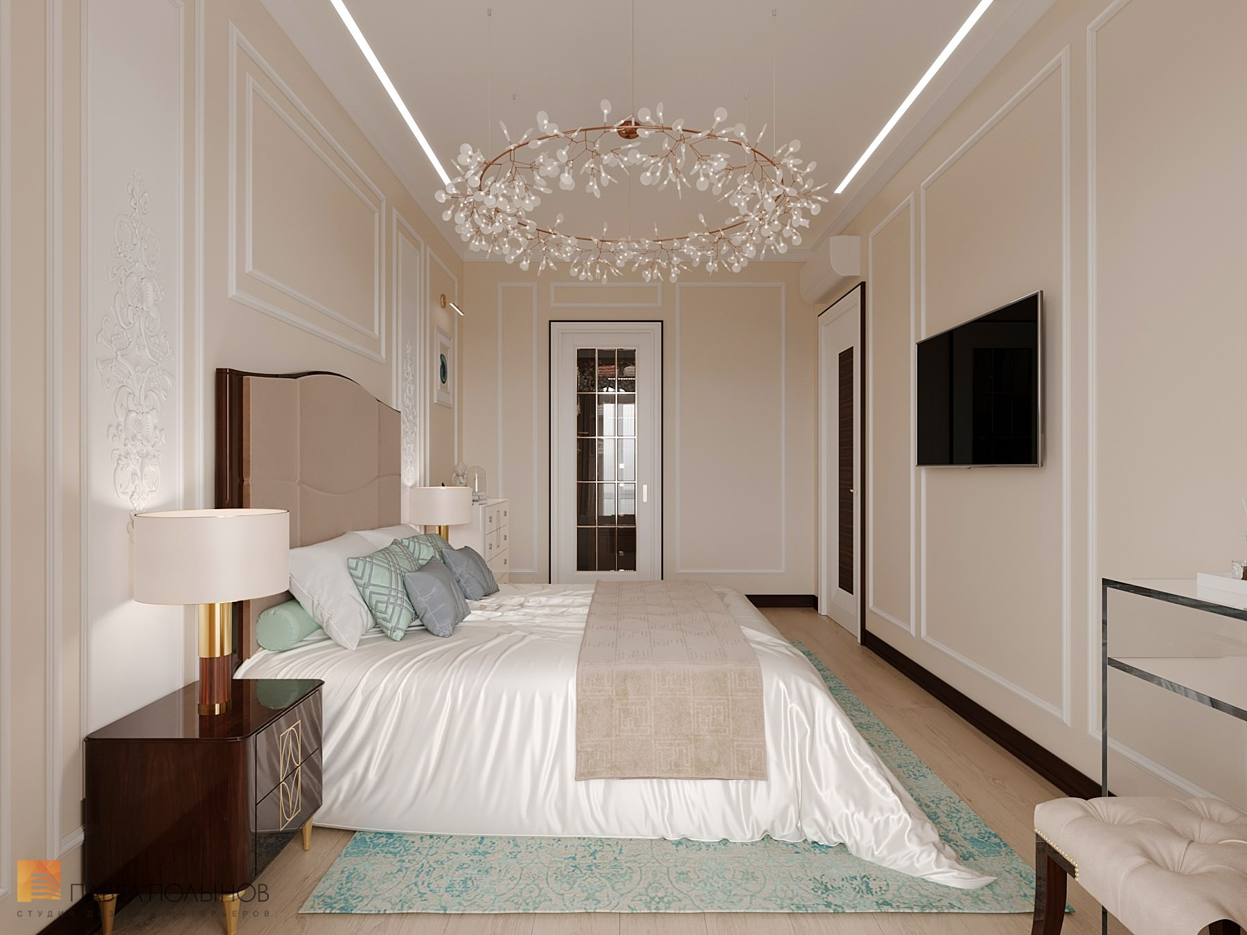 Фото дизайн спальни из проекта «Интерьер квартиры в стиле неоклассики с элементами ар-деко, ЖК «Rich Art Club», 75 кв.м.»