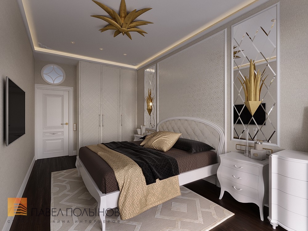 Фото интерьер спальни из проекта «Дизайн трехкомнатной квартиры в классическом стиле, ЖК Аристократ, 78 кв.м.»