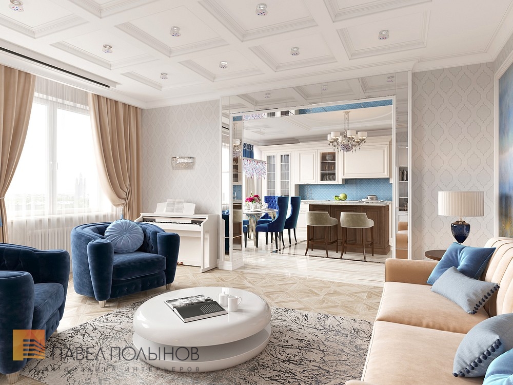 Фото гостиная из проекта «Дизайн 4-комнатной квартиры 162 кв.м. в ЖК «Платинум», стиль неоклассика»