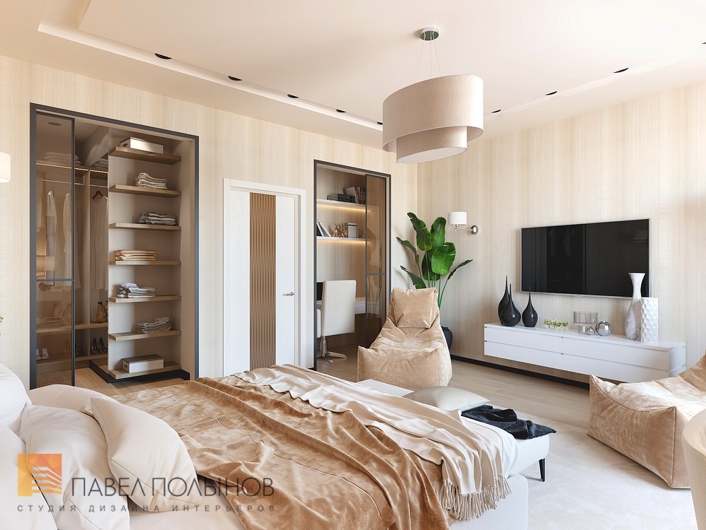 Фото дизайн интерьера спальни из проекта «Дизайн проект 1-комнатной квартиры 70 кв.м. в ЖК «Риверсайд», современный стиль»