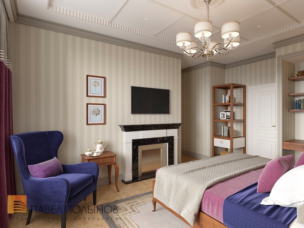 Фото дизайн спальни из проекта «Дизайн квартиры 74 кв.м. в стиле американской классики, ЖК «Платинум»»