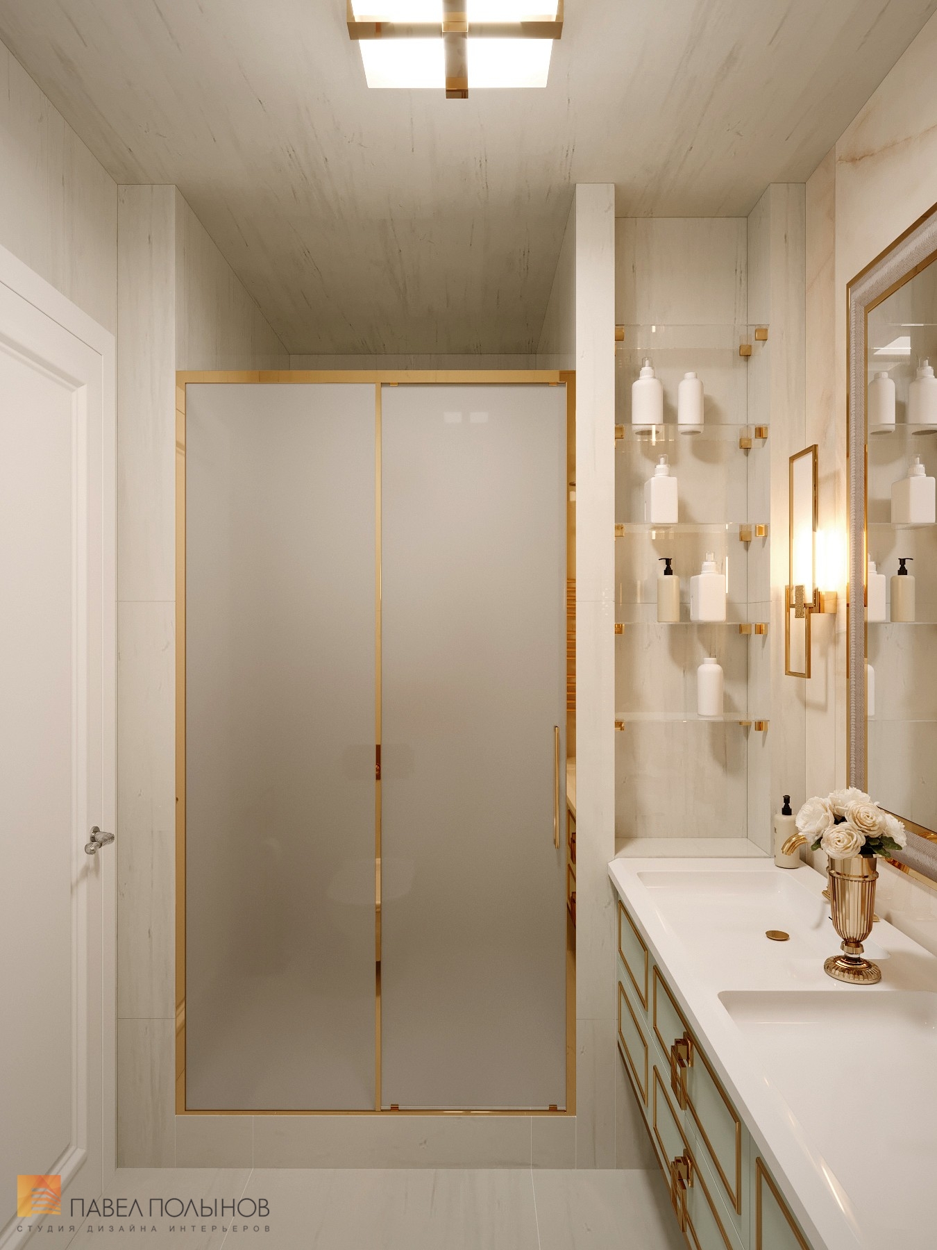 Фото ванная комната из проекта «Интерьер квартиры в стиле неоклассика в ЖК «The Residence», 219 кв.м.»