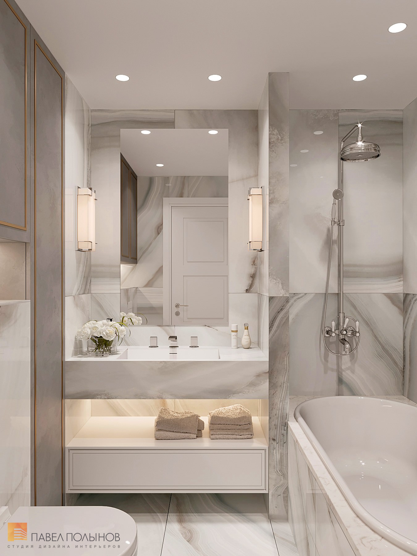 Фото ванная комната из проекта «Квартира в стиле неоклассики, ЖК «Skandi Klubb», 76 кв.м.»