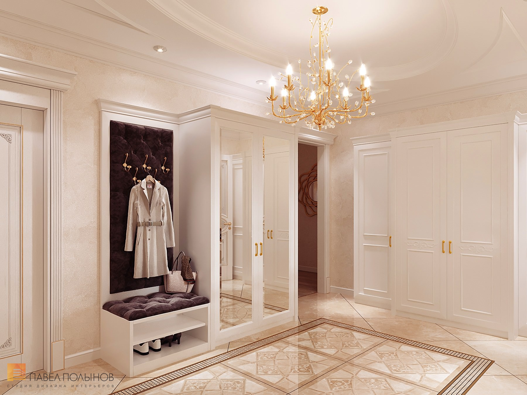 Фото дизайн холла из проекта «Квартира в классическом стиле в ЖК «Русский дом», 144 кв.м.»