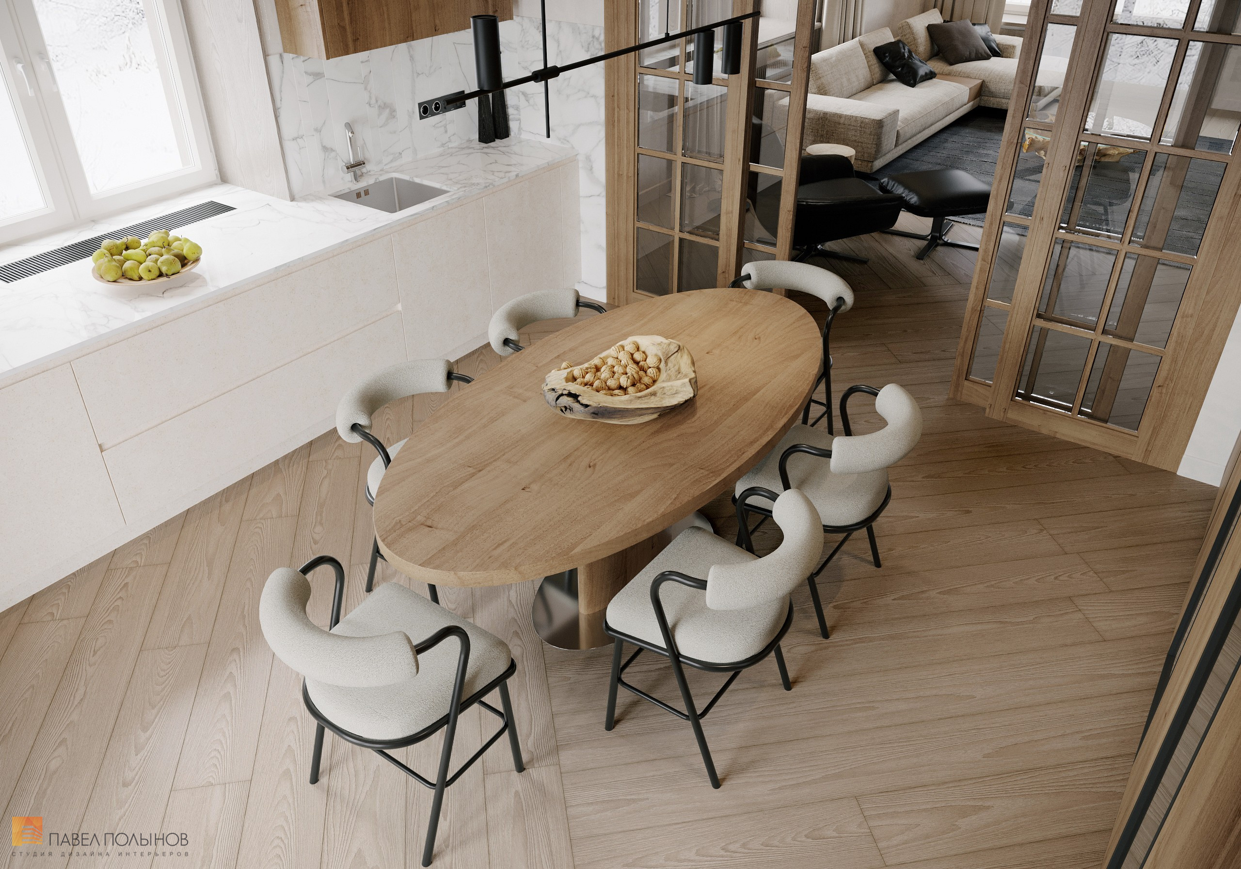 Фото дизайн интерьера кухни-столовой из проекта «Дом в Апрелевка парк, 245 кв.м.»