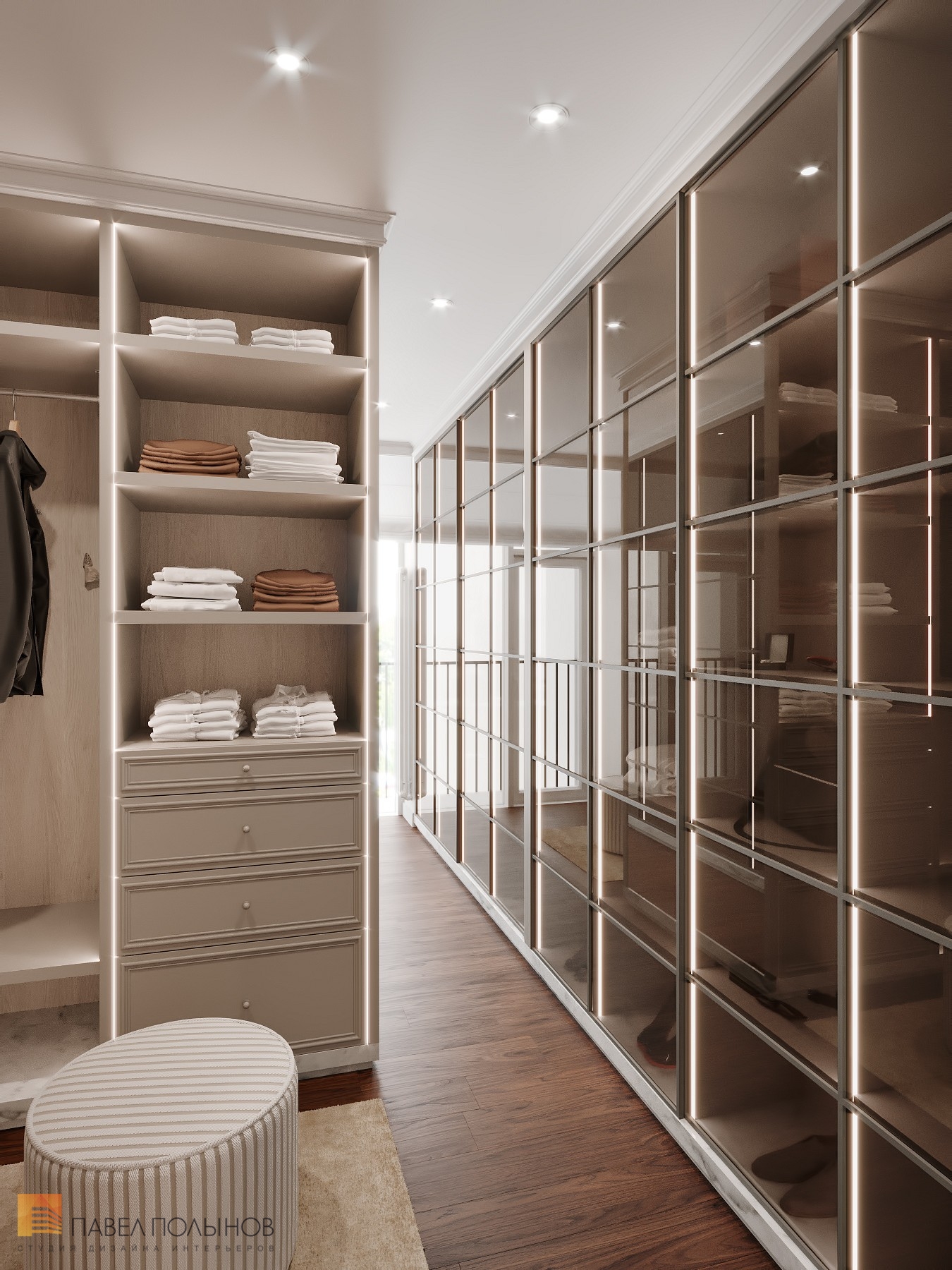 Фото дизайн гардеробной из проекта «Интерьер квартиры 200 кв.м. в стиле Ар-деко, ЖК «Граф Орлов»»