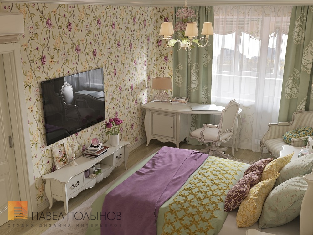 Фото дизайн спальнии из проекта «Интерьер пятикомнатной квартиры в стиле неоклассики с элементами прованса и шебби-шик, 104 кв.м.»