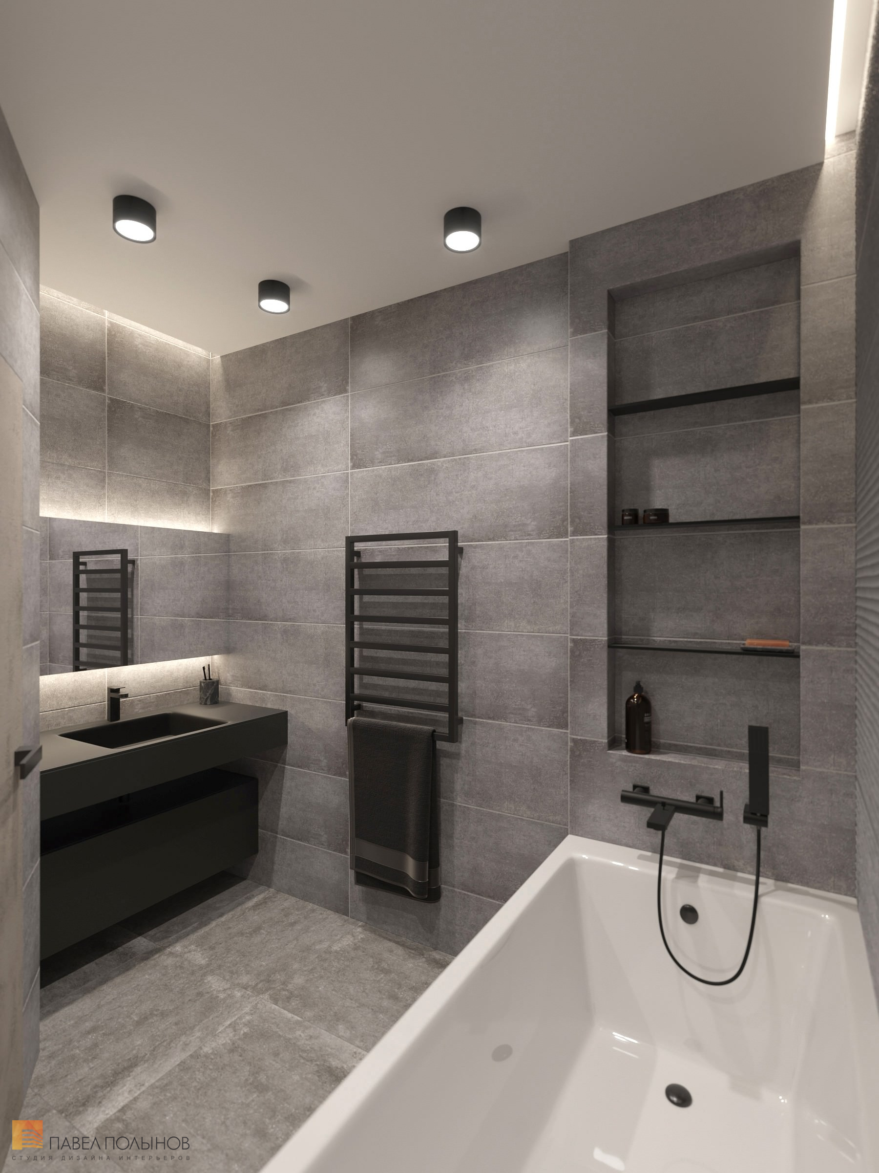 Фото дизайн ванной комнаты из проекта «Квартира в современном стиле с элементами классики, ЖК «Граф Орлов», 142 кв.м.»