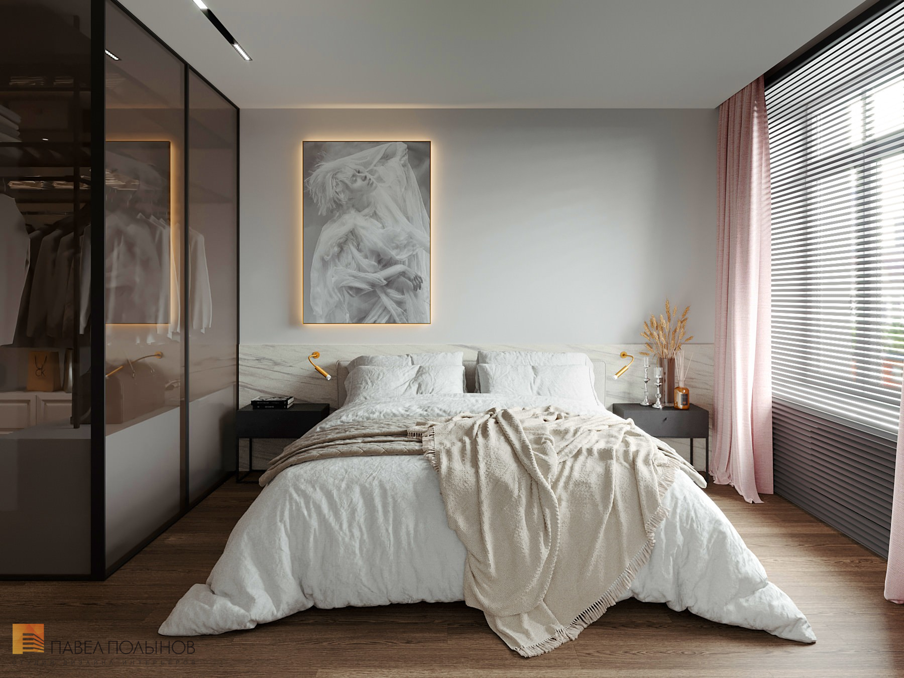 Фото спальня из проекта «Современная классика с элементами ар-деко, ЖК «Сосновка», 97 кв.м.»