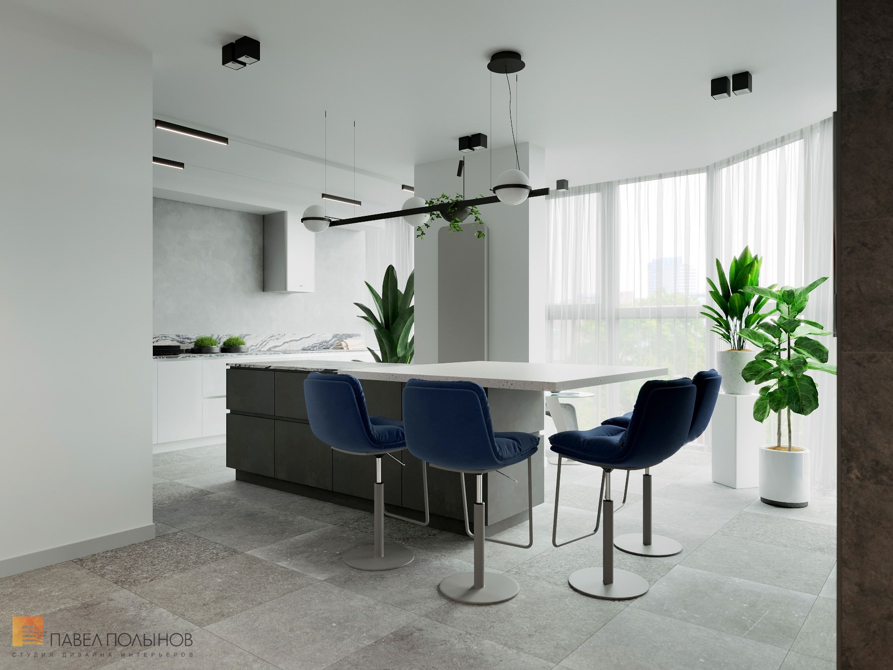 Фото интерьер кухни из проекта «Дизайн интерьер квартиры в ЖК «Кремлевские звезды», современный стиль, 133 кв.м.»