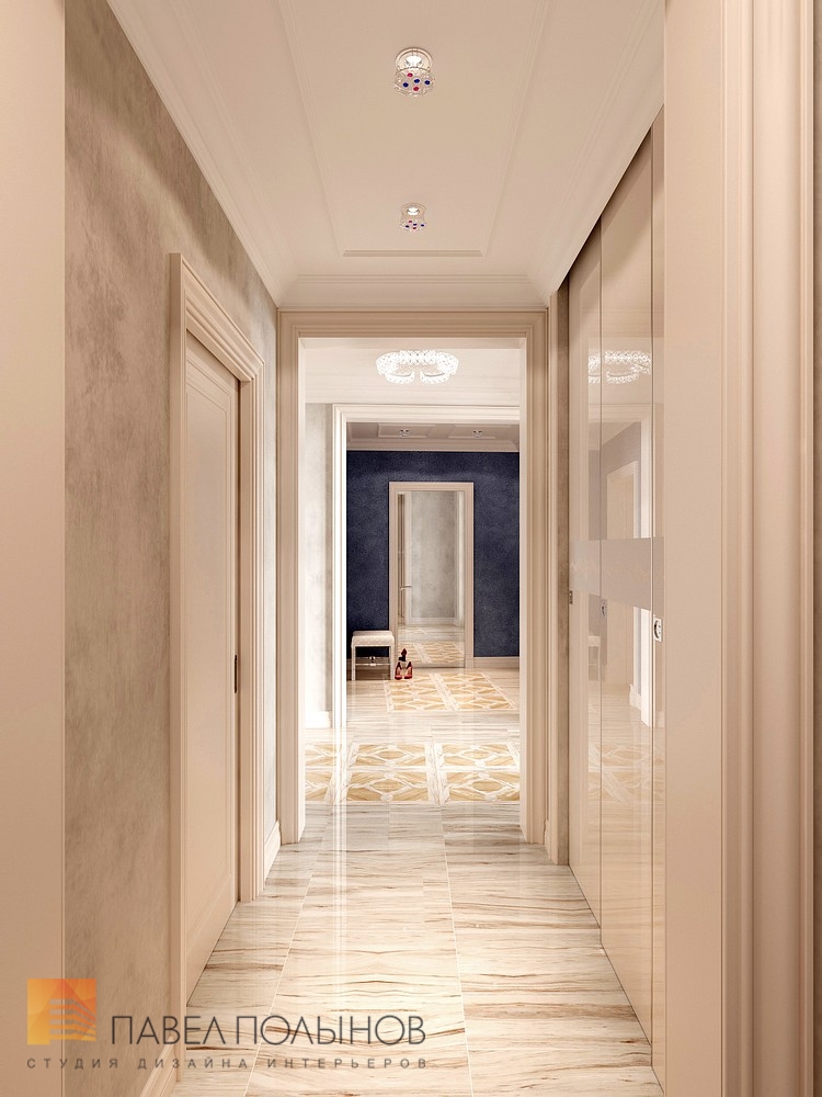 Фото коридор из проекта «Дизайн 4-комнатной квартиры 162 кв.м. в ЖК «Платинум», стиль неоклассика»