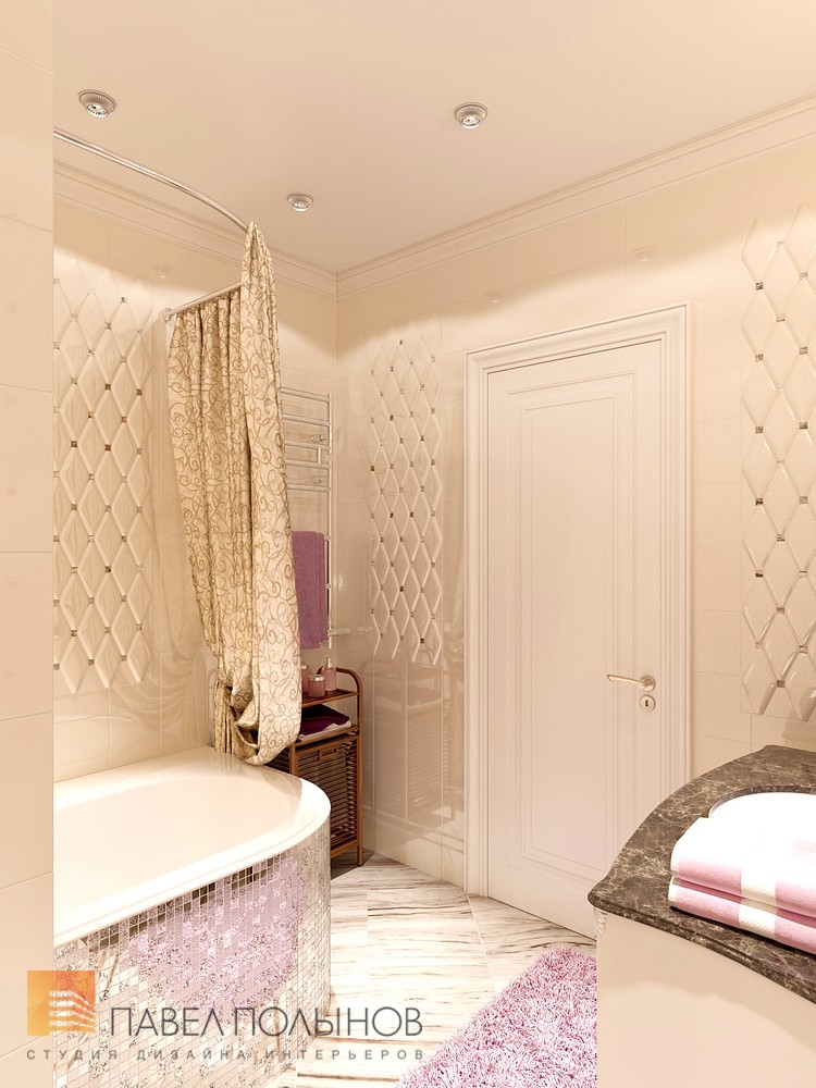 Фото дизайн интерьера ванной комнаты из проекта «Дизайн 4-комнатной квартиры 162 кв.м. в ЖК «Платинум», стиль неоклассика»