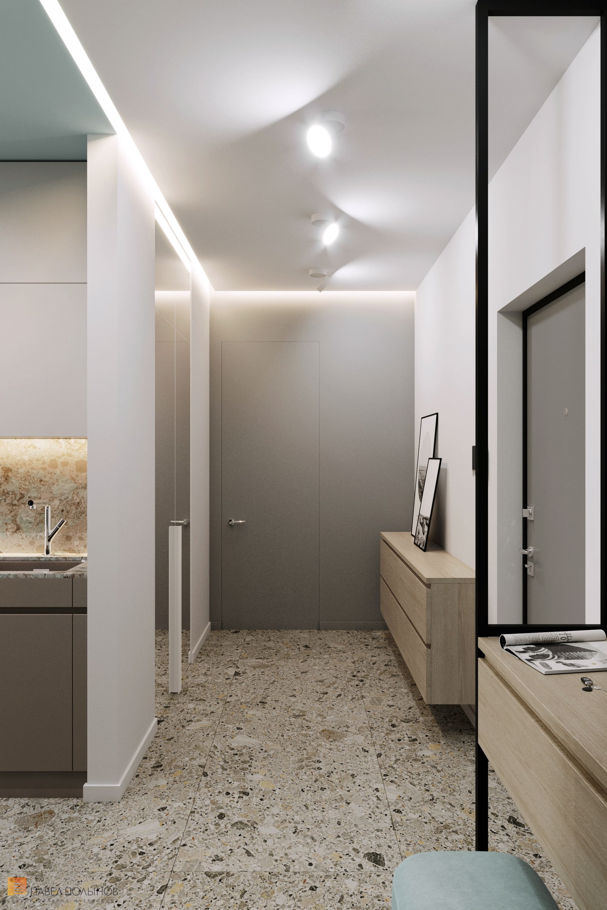 Фото интерьер коридора из проекта «Дизайн интерьера квартиры в ЖК «5 Звёзд», минимализм, 117 кв.м.»