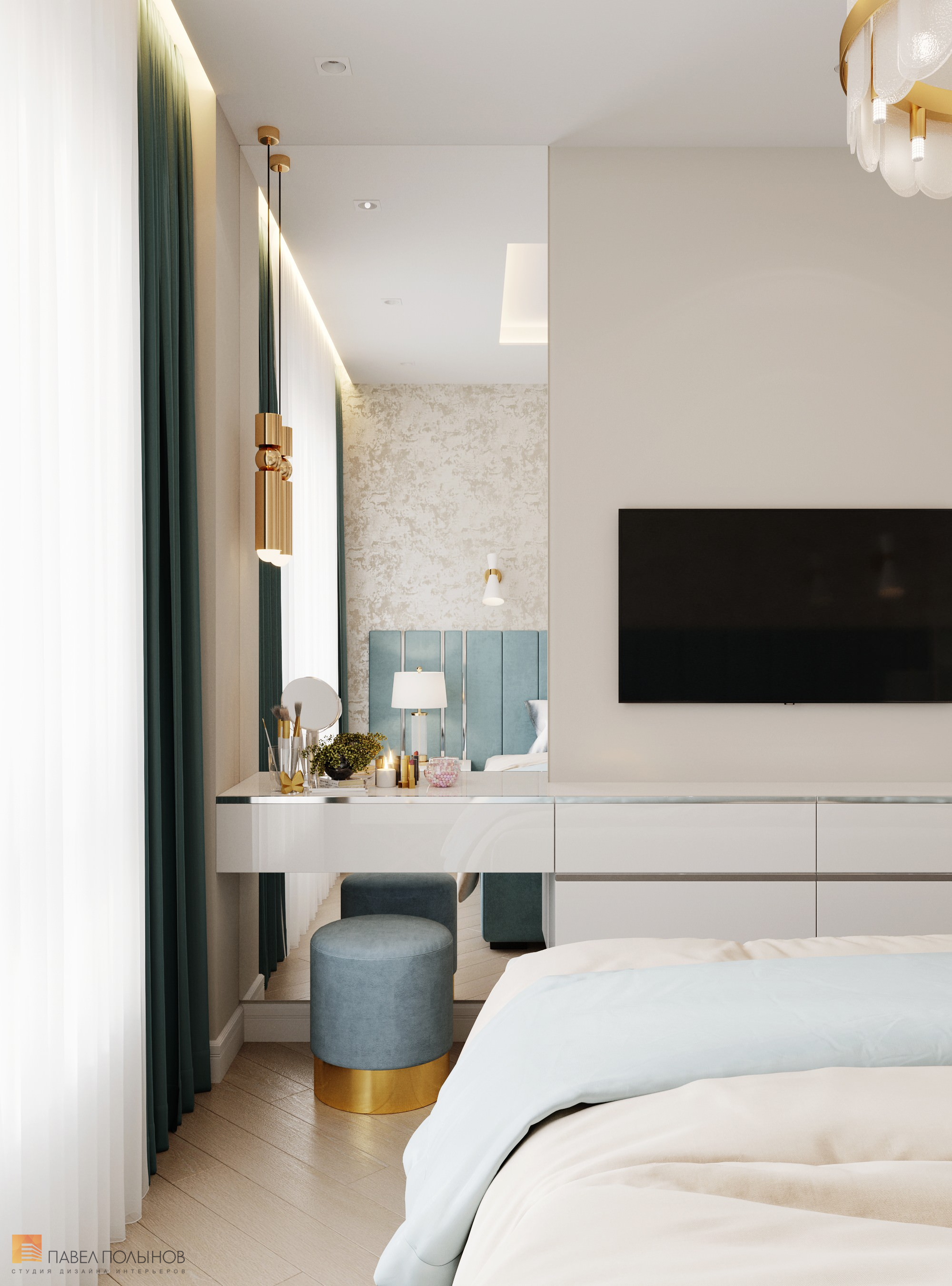 Фото дизайн спальни из проекта «Квартира в современном стиле, ЖК «Аннино парк», 54 кв.м.»