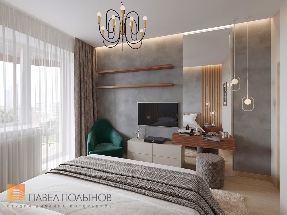 Фото дизайн спальни из проекта «Дизайн квартиры в современном стиле, ЖК «Home Sweet Home», 129 кв.м.»
