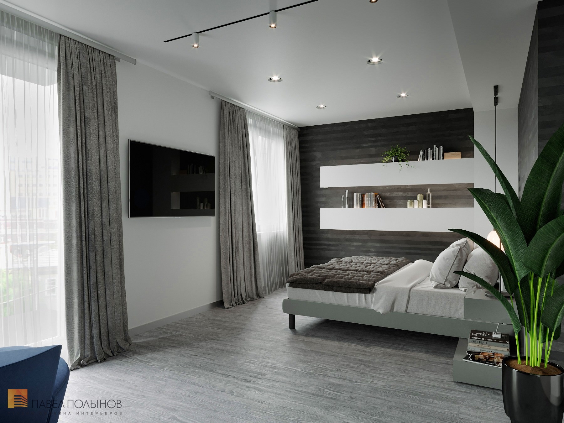 Фото спальня из проекта «Дизайн интерьер квартиры в ЖК «Кремлевские звезды», современный стиль, 133 кв.м.»