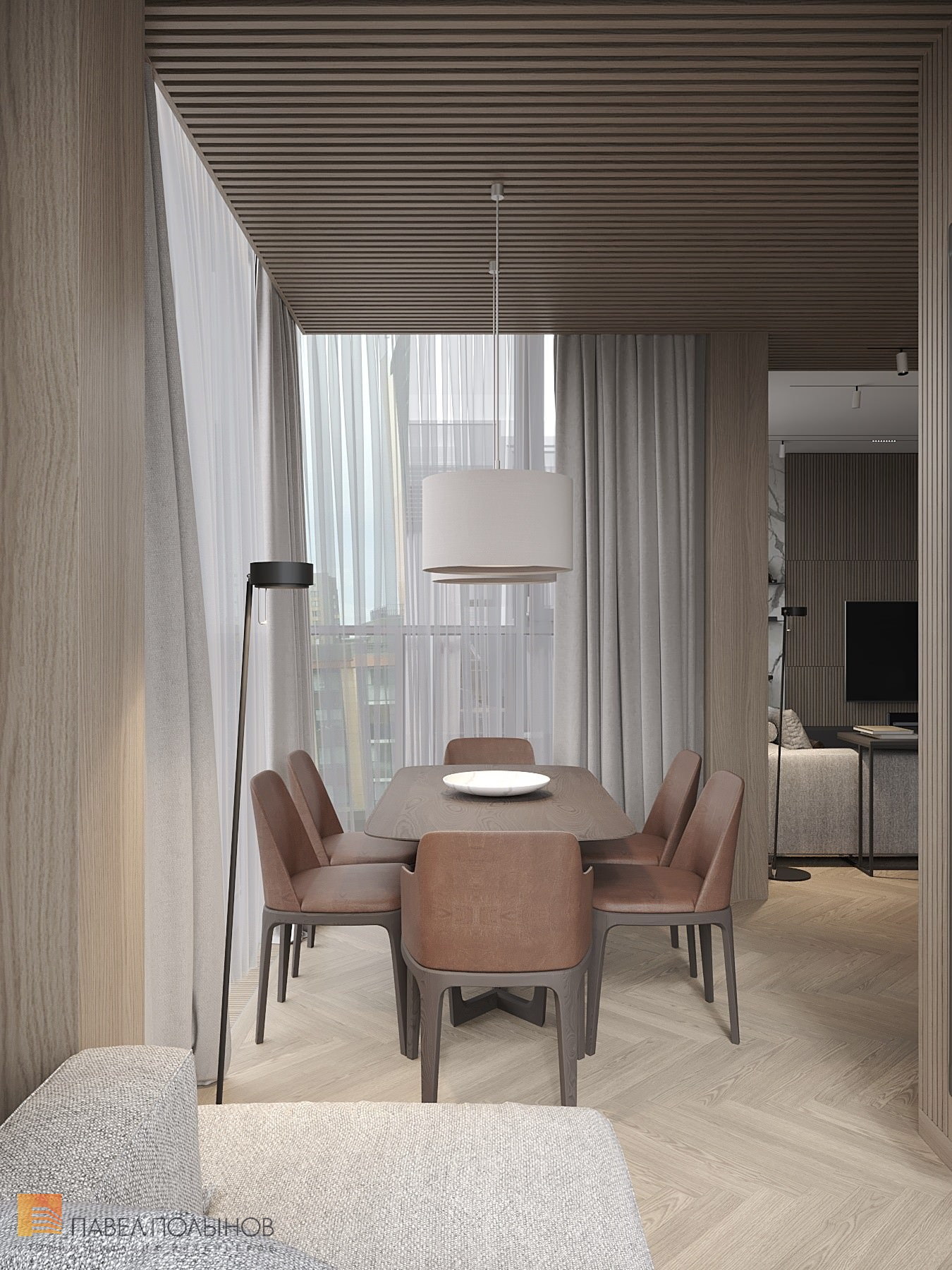 Фото интерьер столовой из проекта «Просторная квартира в современном стиле, ЖК «Duderhof Club», 146 кв.м.»