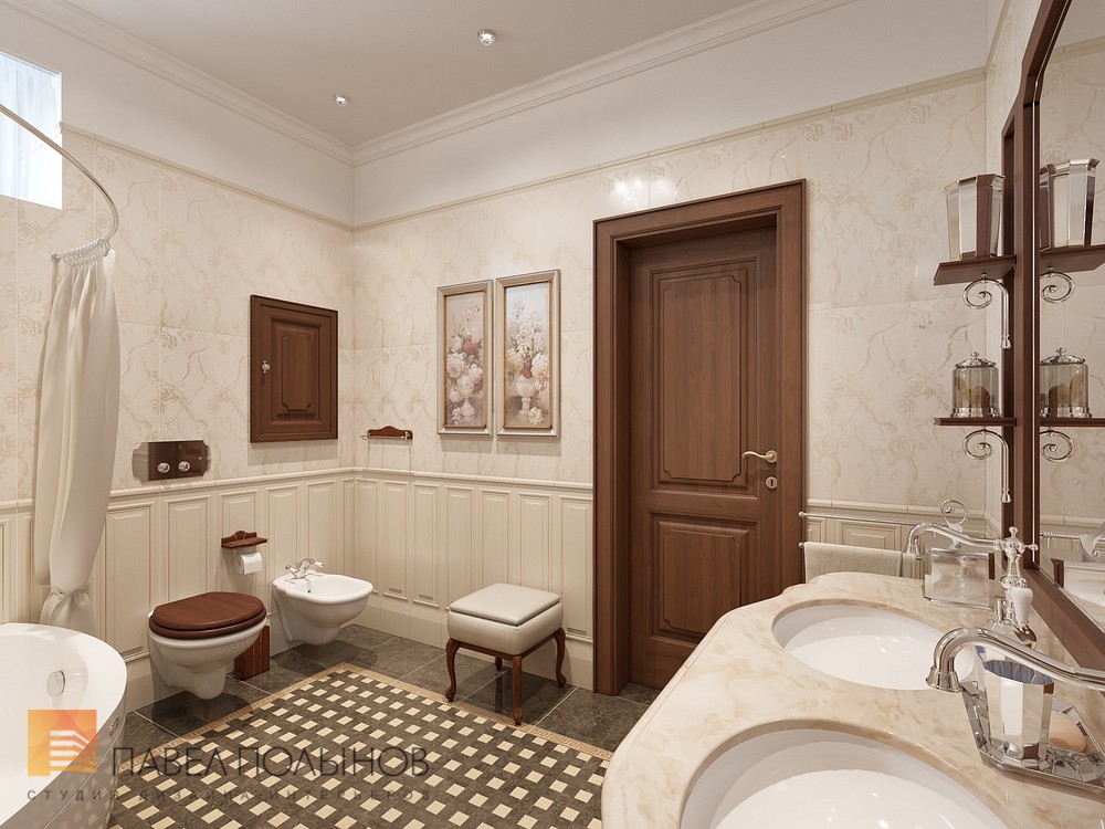 Фото интерьер ванной комнаты из проекта «Дизайн интерьера четырехкомнатной квартиры в классическом стиле, ЖК «Duderhof club», 163 кв.м.»