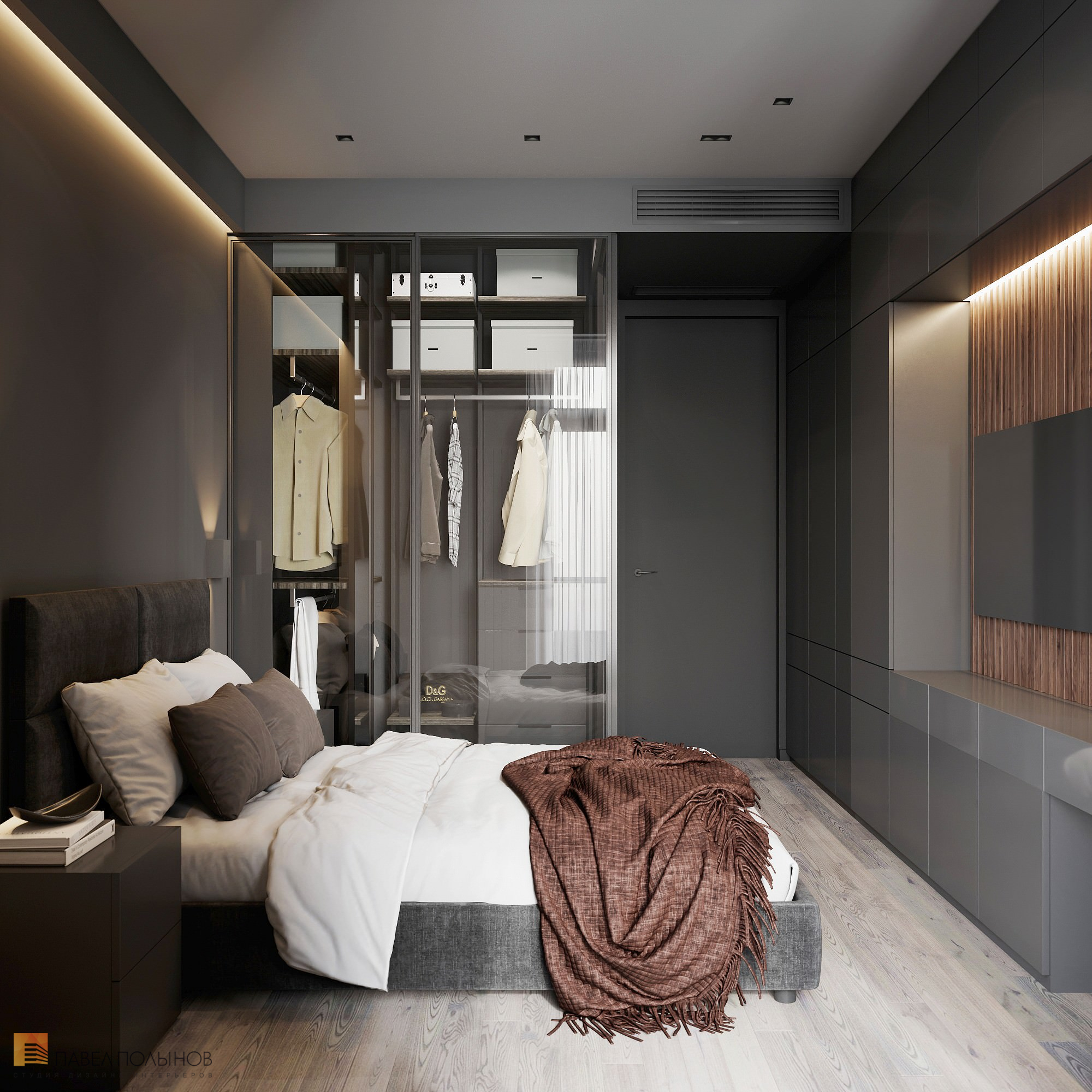 Фото дизайн интерьера спальни из проекта «Интерьер квартиры в современном стиле, ЖК «Символ», 64 кв.м.»