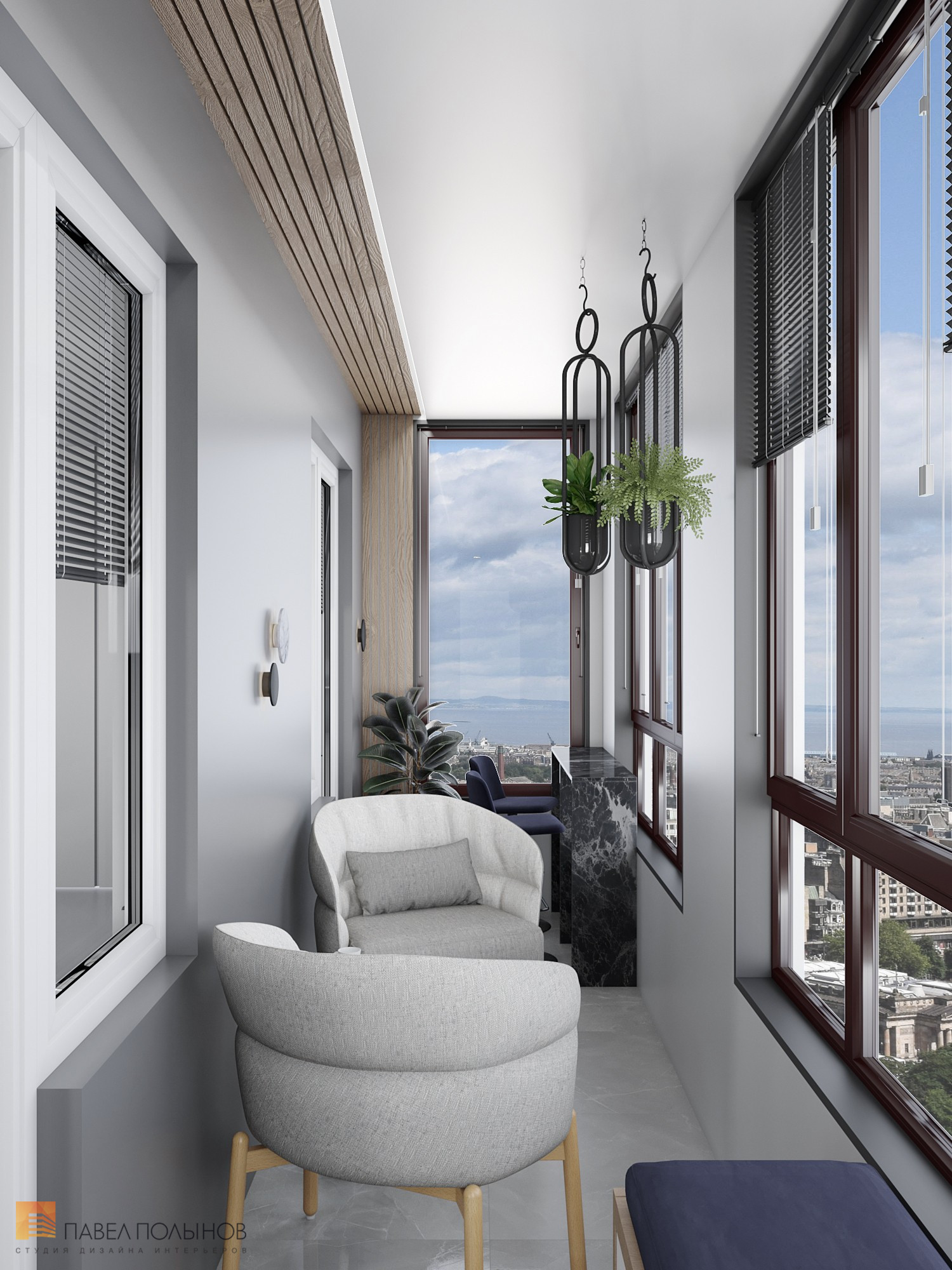 Фото дизайн балкона из проекта «ЖК «Ренесанс», 81 кв.м.»