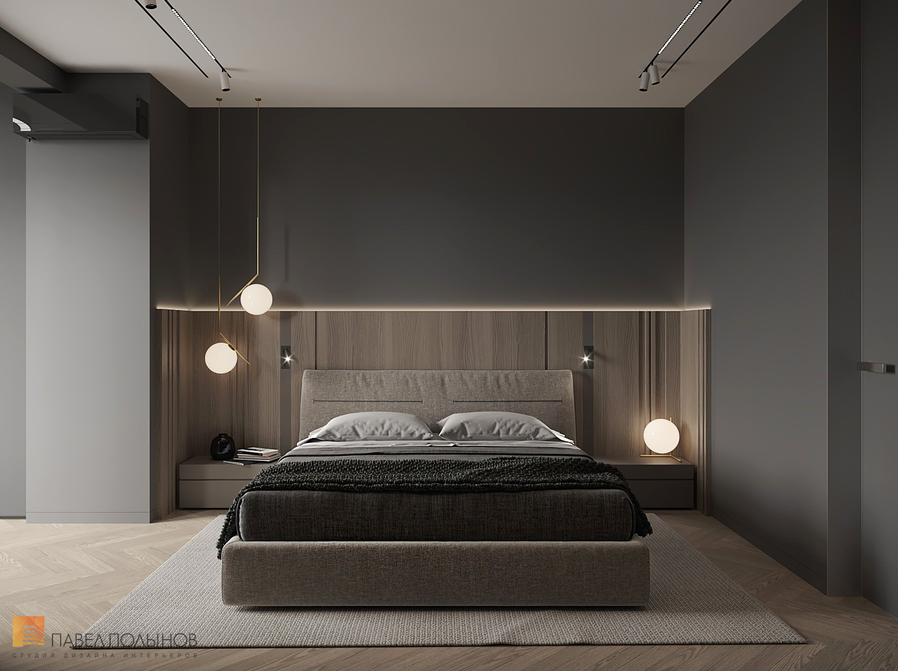 Фото спальня из проекта «Просторная квартира в современном стиле, ЖК «Duderhof Club», 146 кв.м.»