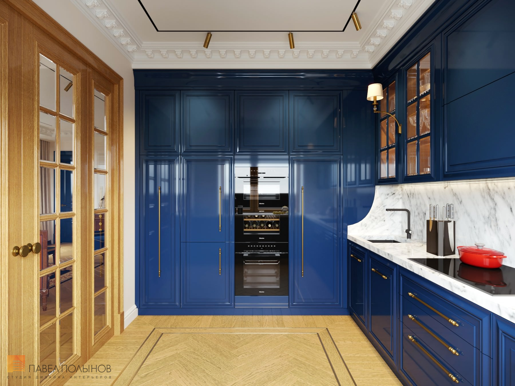 Фото дизайн кухни из проекта «Интерьер квартиры в стиле английской классики, ЖК «Патриот», 124 кв.м.»