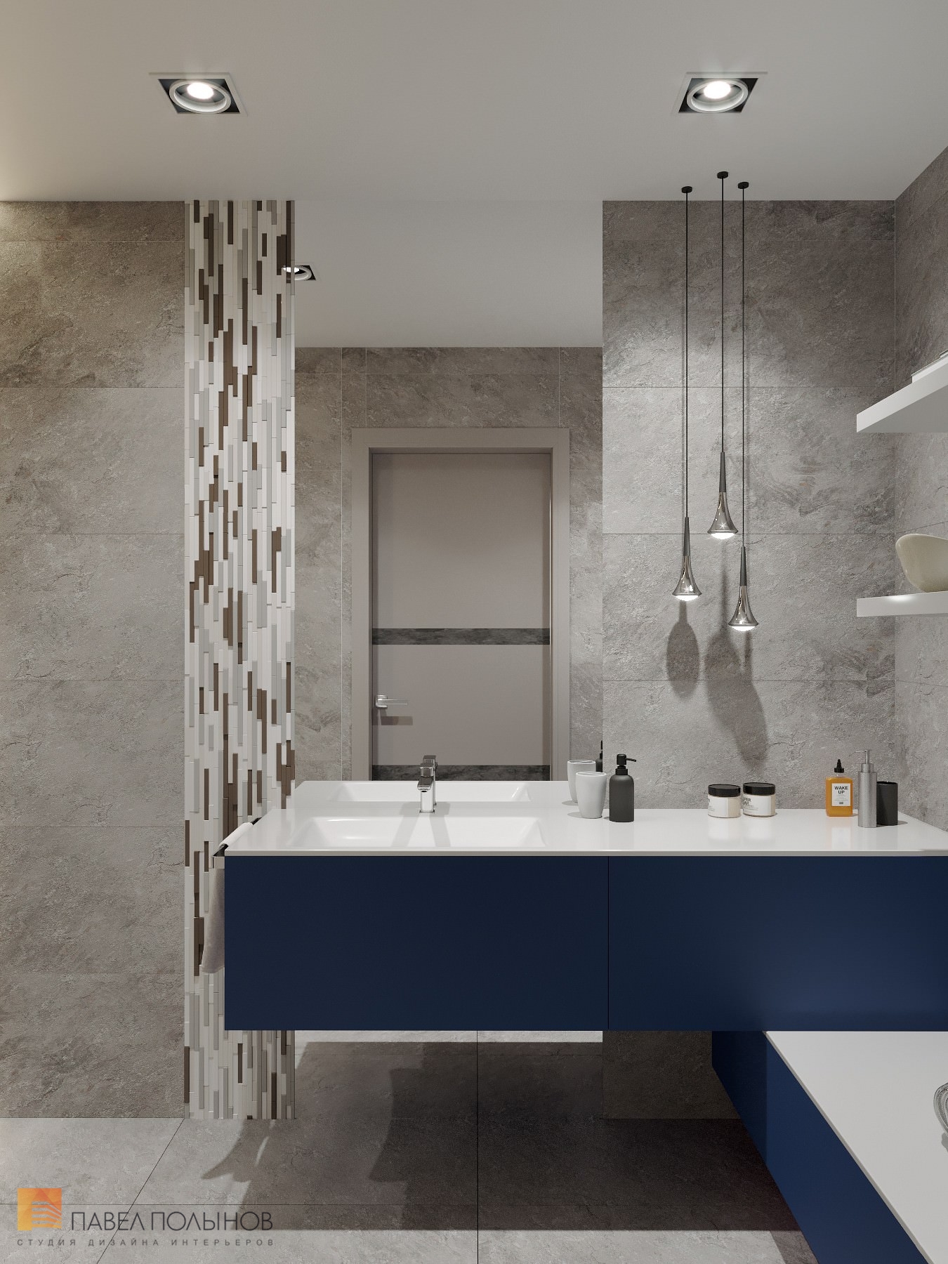 Фото дизайн ванной комнаты из проекта «Дизайн интерьер квартиры в ЖК «Кремлевские звезды», современный стиль, 133 кв.м.»