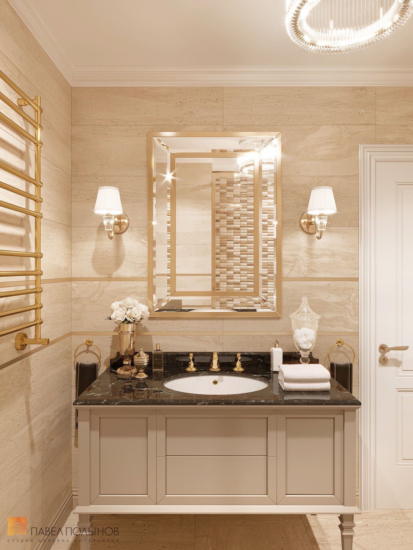 Фото ванная комната из проекта «Интерьер квартиры 140 кв.м. в стиле неоклассики»
