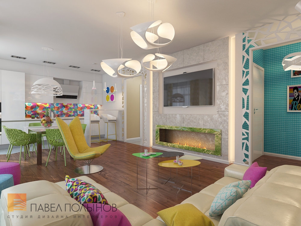 Фото дизайн гостиной зоны из проекта «Дизайн квартиры на улице Дибуновская, 117 кв.м»