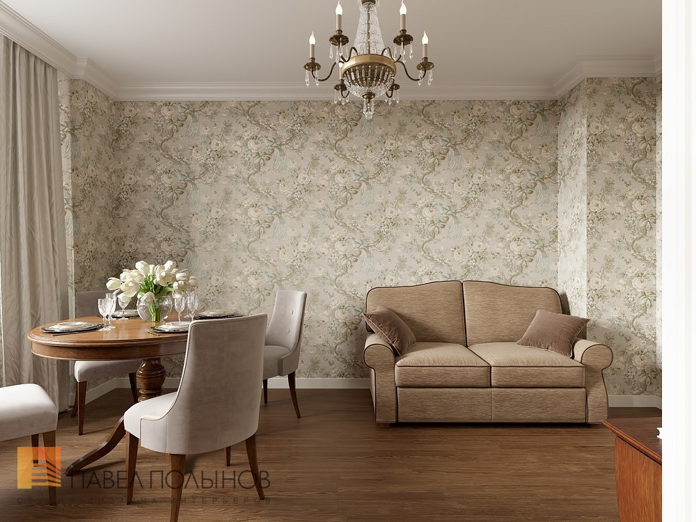 Фото дизайн гостиной из проекта «Квартира в классическом стиле, ЖК «Time дом у Московской», 120 кв.м.»