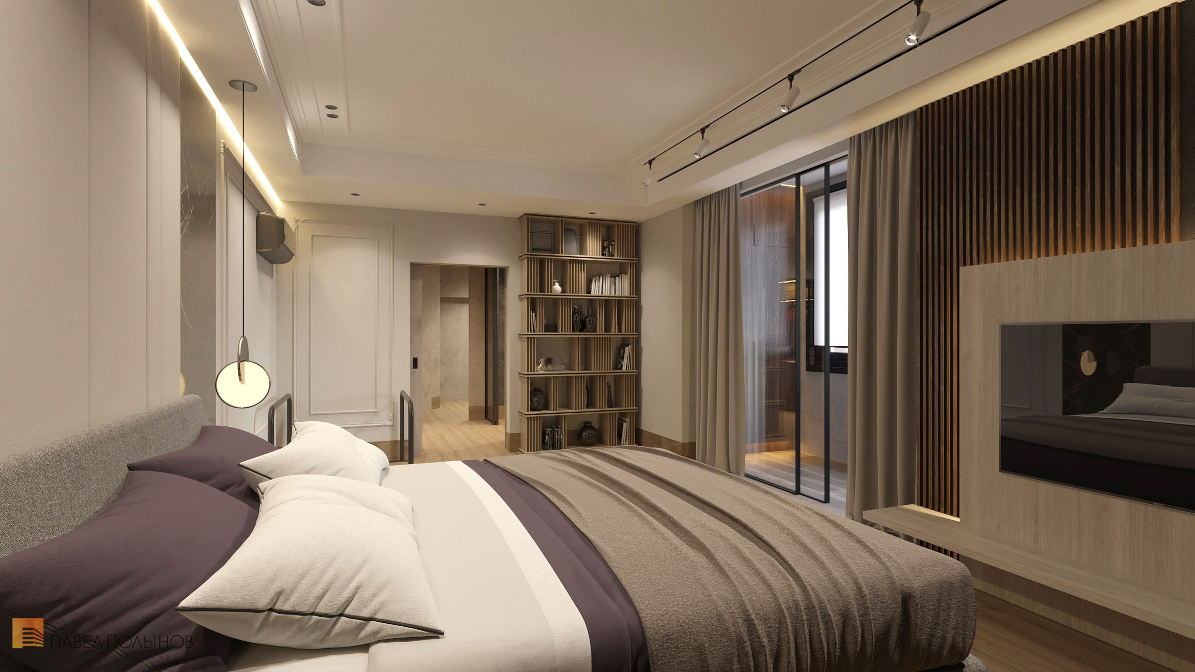 Фото дизайн спальни из проекта «Квартира в современном стиле с элементами классики, ЖК «Граф Орлов», 142 кв.м.»