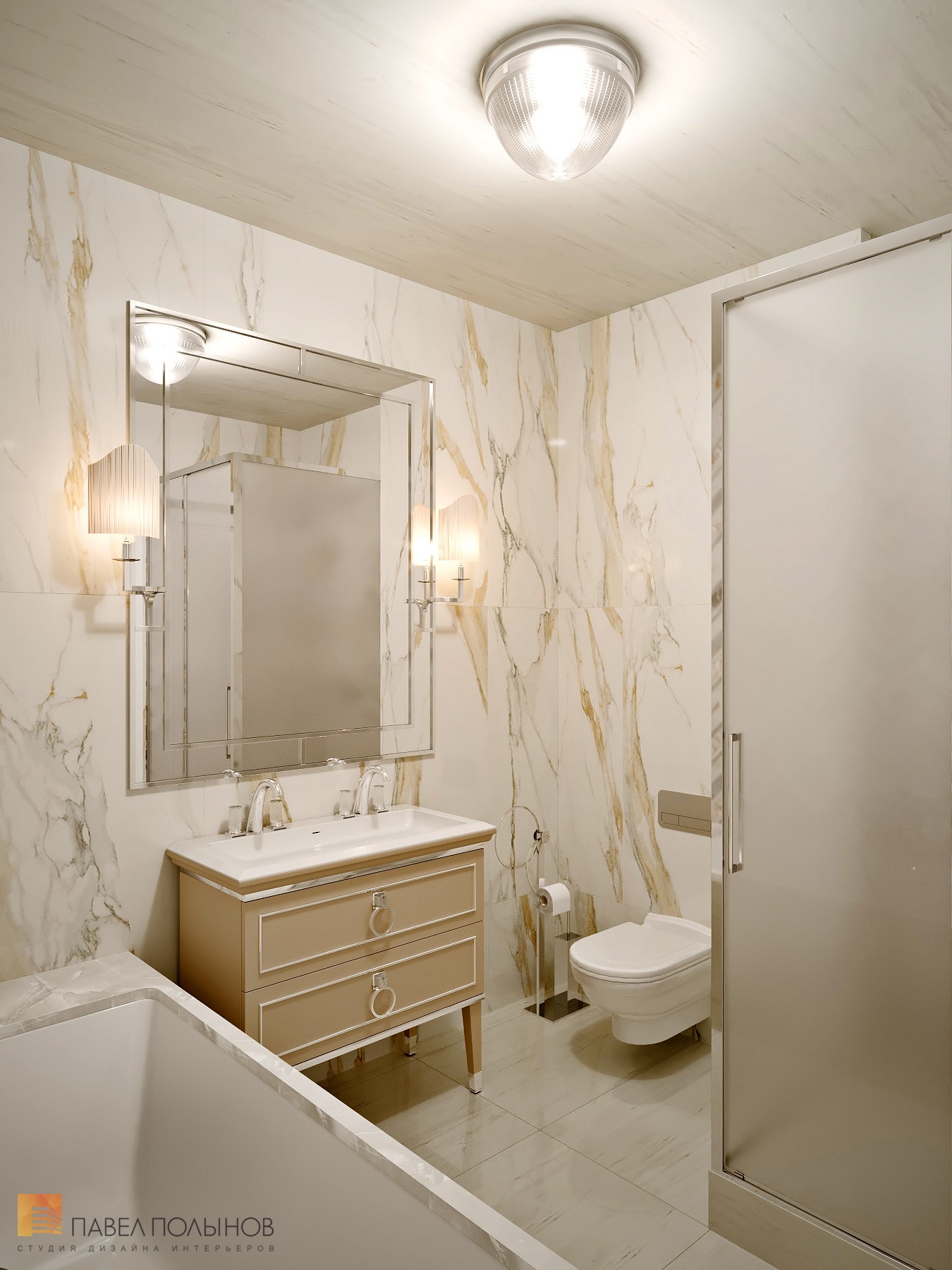Фото ванная комната из проекта «Интерьер квартиры в стиле неоклассика в ЖК «The Residence», 219 кв.м.»