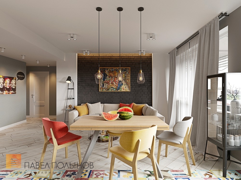 Фото дизайн интерьера кухни-гостиной из проекта «Интерьер квартиры в скандинавском стиле с элементами лофта, ЖК «Skandi Klabb» »