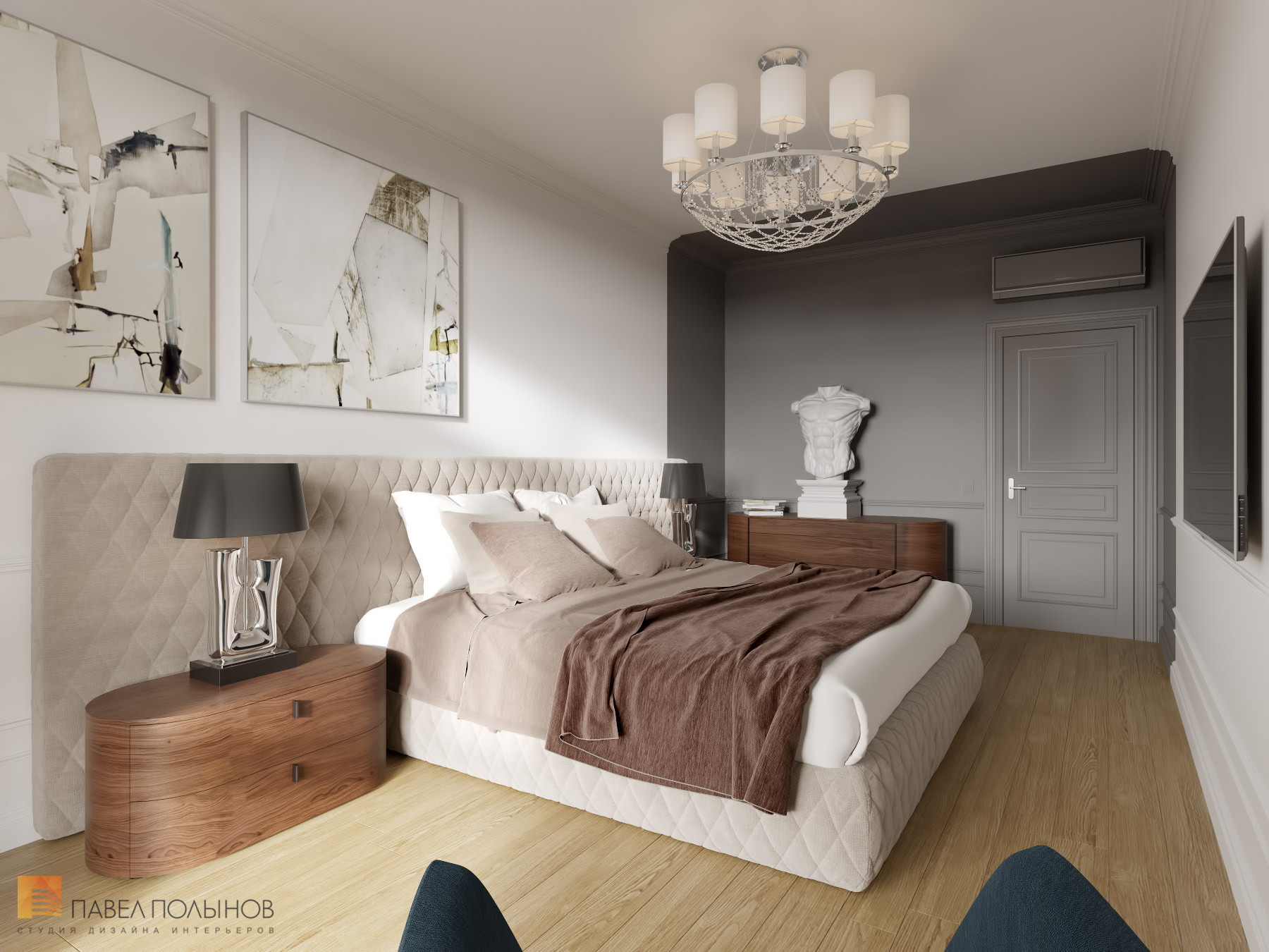 Фото спальня из проекта «Интерьер квартиры в стиле неоклассики, ЖК «Парадный квартал», 190 кв.м.»