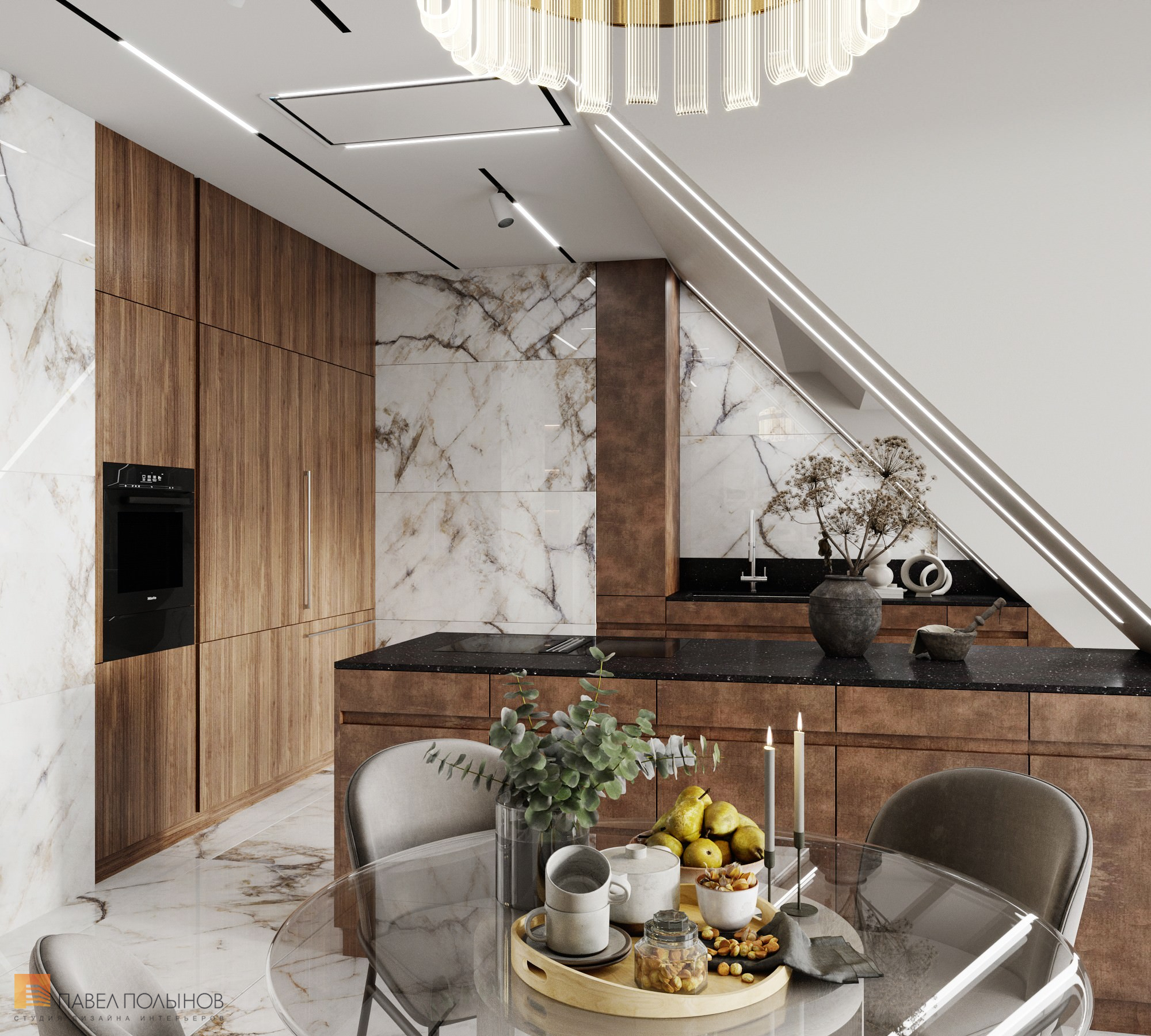 Фото дизайн интерьера кухни из проекта «Интерьер квартиры в современном стиле, 178 кв.м.»
