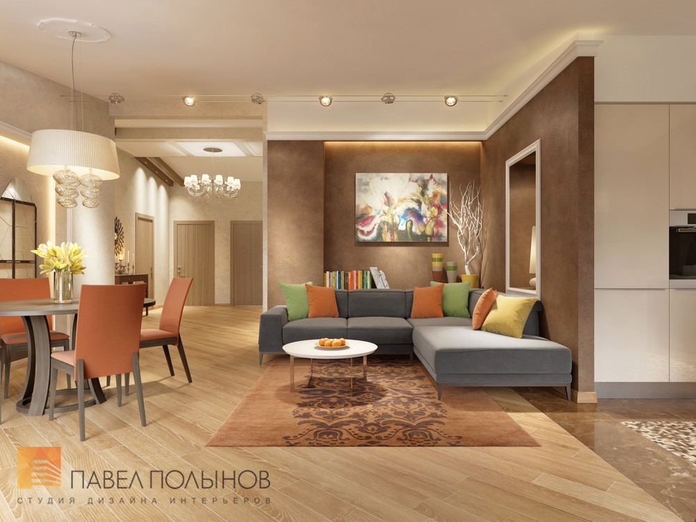 Фото интерьер гостиной из проекта «Дизайн интерьера квартиры в ЖК «Дом-Мегалит на Дибуновской», 130 кв.м»