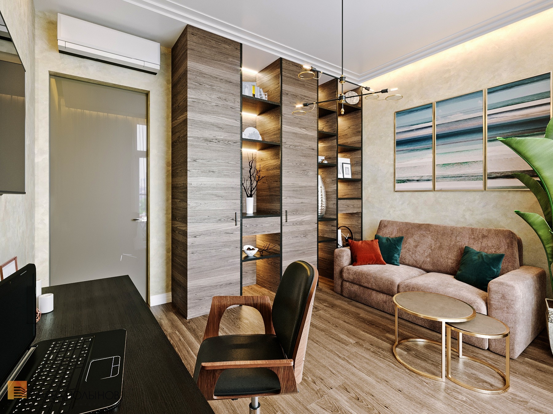 Фото дизайн интерьера кабинета из проекта «Квартира в стиле неоклассики, ЖК «Леонтьевский мыс», 250 кв.м.»