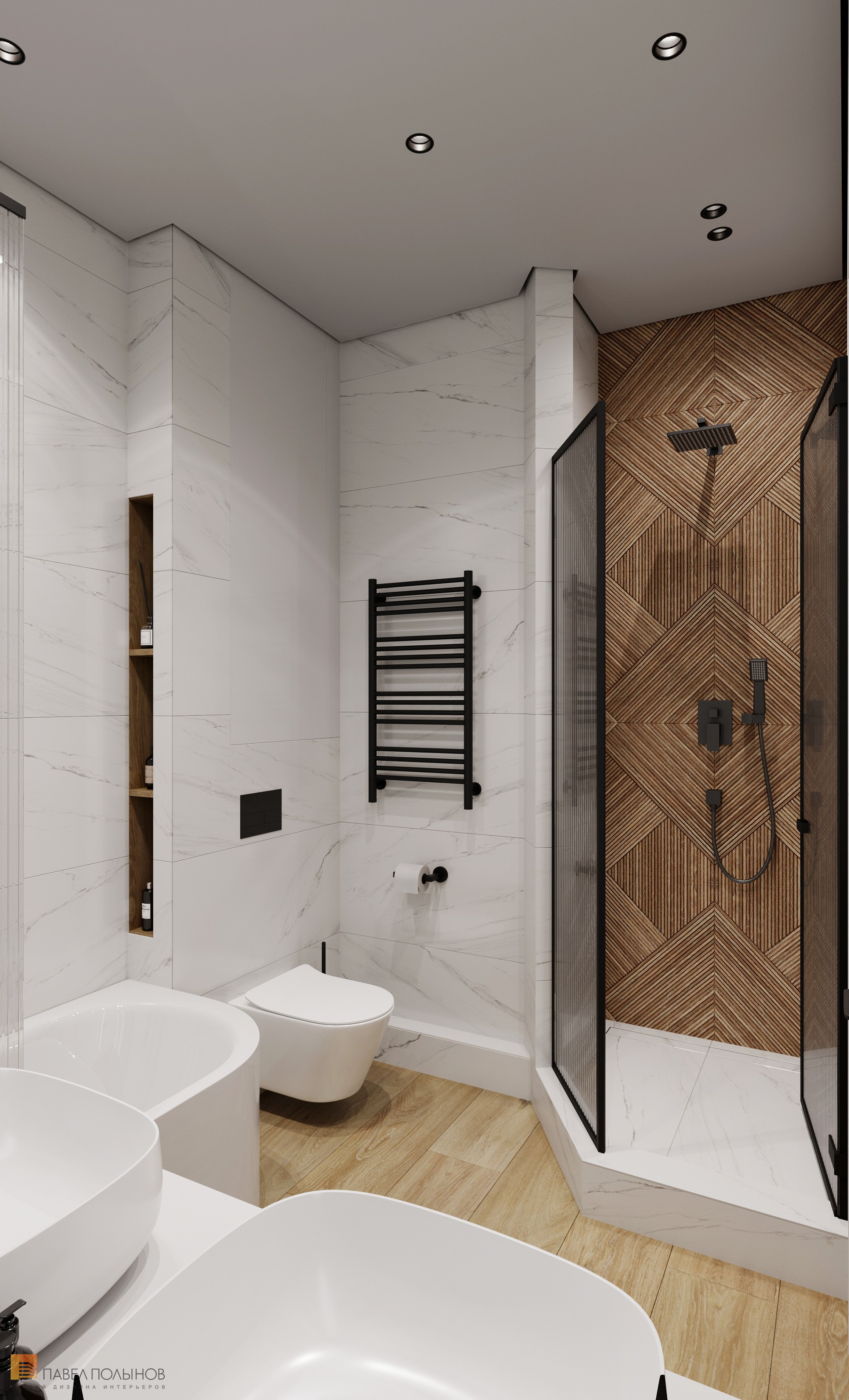 Фото дизайн ванной комнаты из проекта «Дизайн интерьера квартиры в современном стиле, ЖК «Сердце столицы», 98 кв.м.»