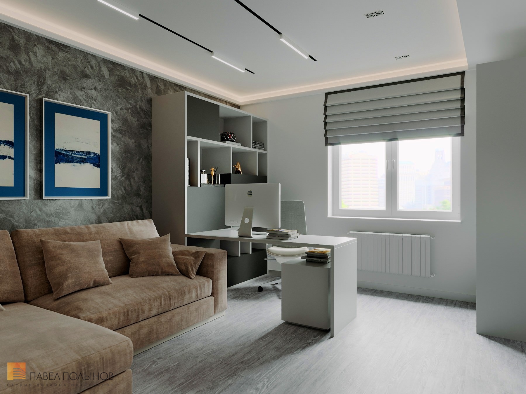 Фото домашний кабинет из проекта «Дизайн интерьер квартиры в ЖК «Кремлевские звезды», современный стиль, 133 кв.м.»