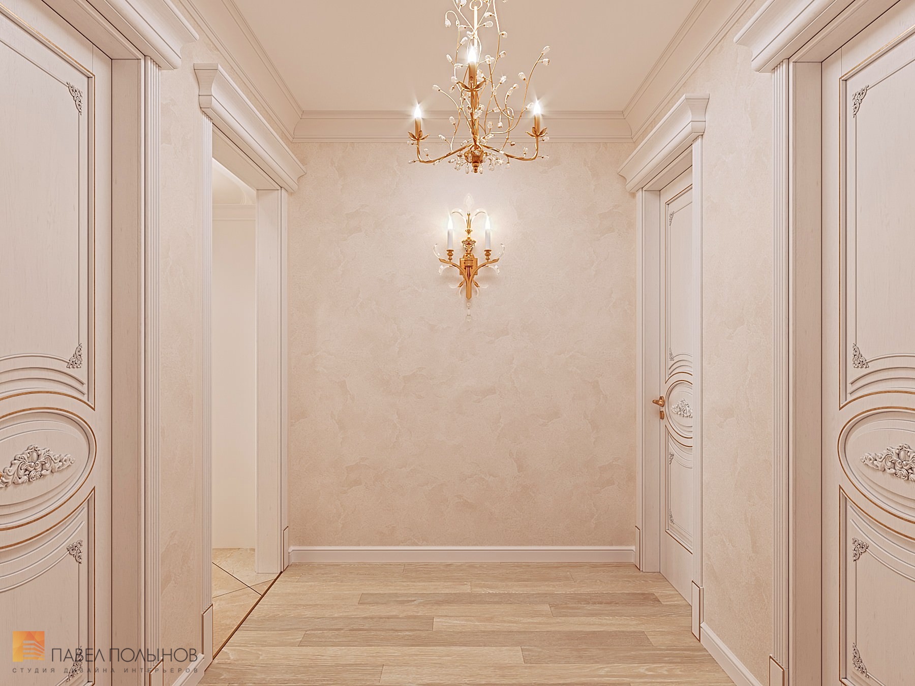 Фото дизайн интерьера холла из проекта «Квартира в классическом стиле в ЖК «Русский дом», 144 кв.м.»