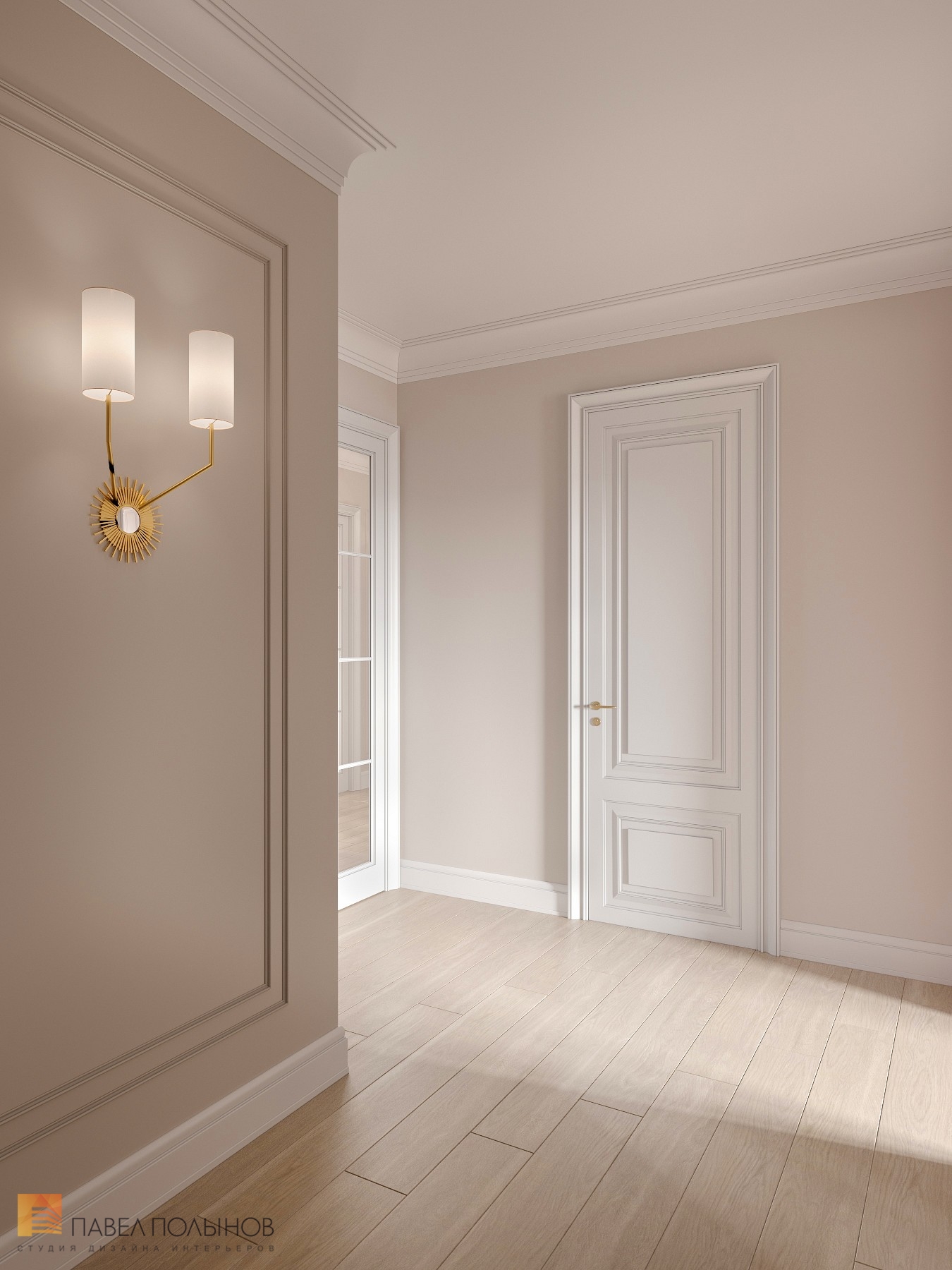 Фото дизайн интерьера холла из проекта «Интерьер квартиры в стиле современной американской классики, ЖК «Royal Park», 214 кв.м.»