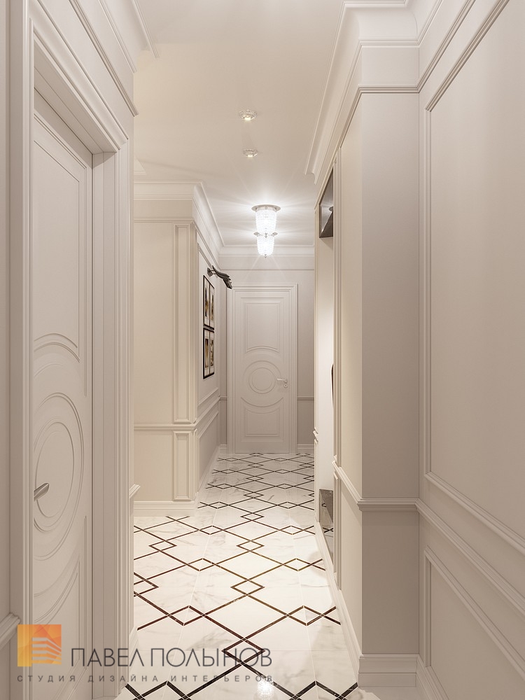 Фото коридор из проекта «Дизайн трехкомнатной квартиры 100 кв.м. в стиле неоклассики, ЖК «Смольный парк»»