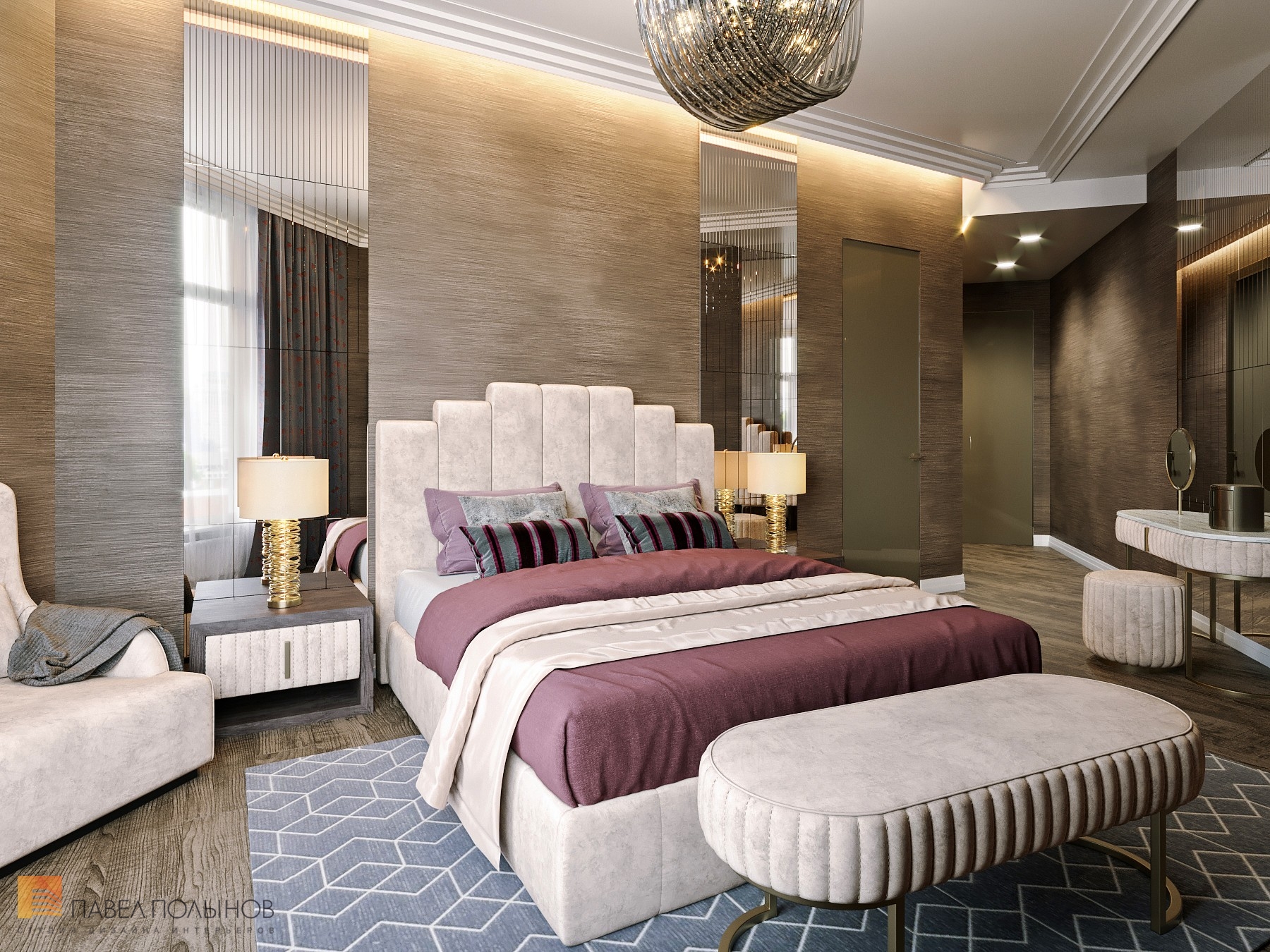 Фото дизайн спальни из проекта «Квартира в стиле неоклассики, ЖК «Леонтьевский мыс», 250 кв.м.»