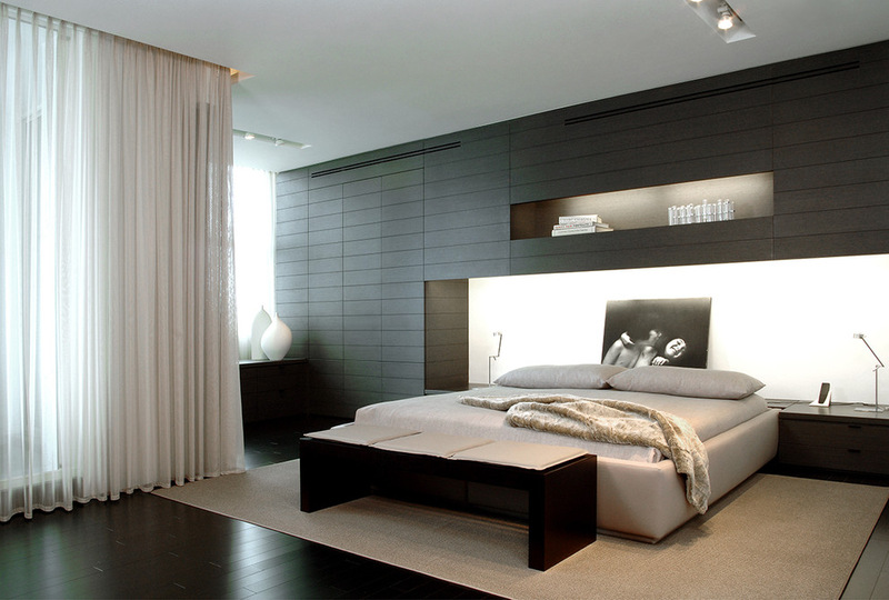 Чорний колір в оздобленні підлоги в інтер'єрі спальні
